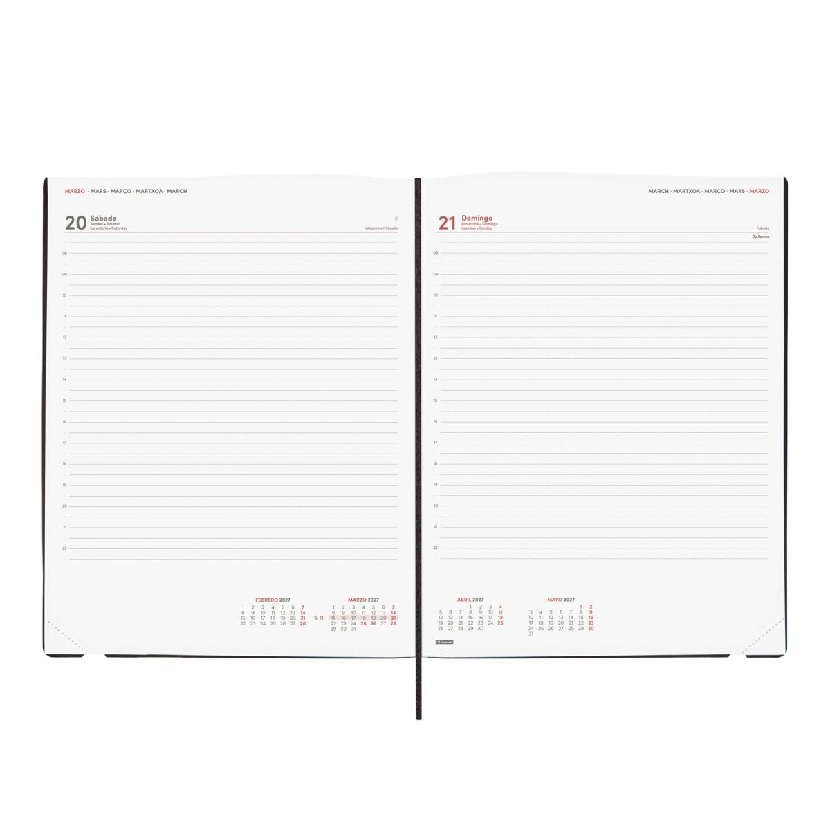 Agenda encuadernada año 2027 Dynamic Mara Y12-210x270 mm 1 Día Página Finocam negro castellano multilingüe Negro-5