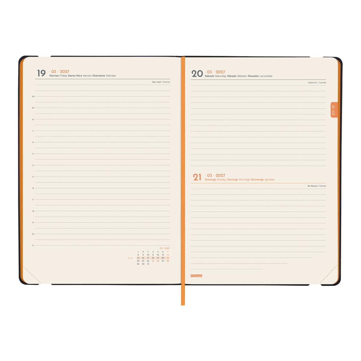 Agenda Encadernada 2027 Flexi Lisa FA5-148x210 mm Semanal Vertical Finocam Azul Multilingue Azul-5