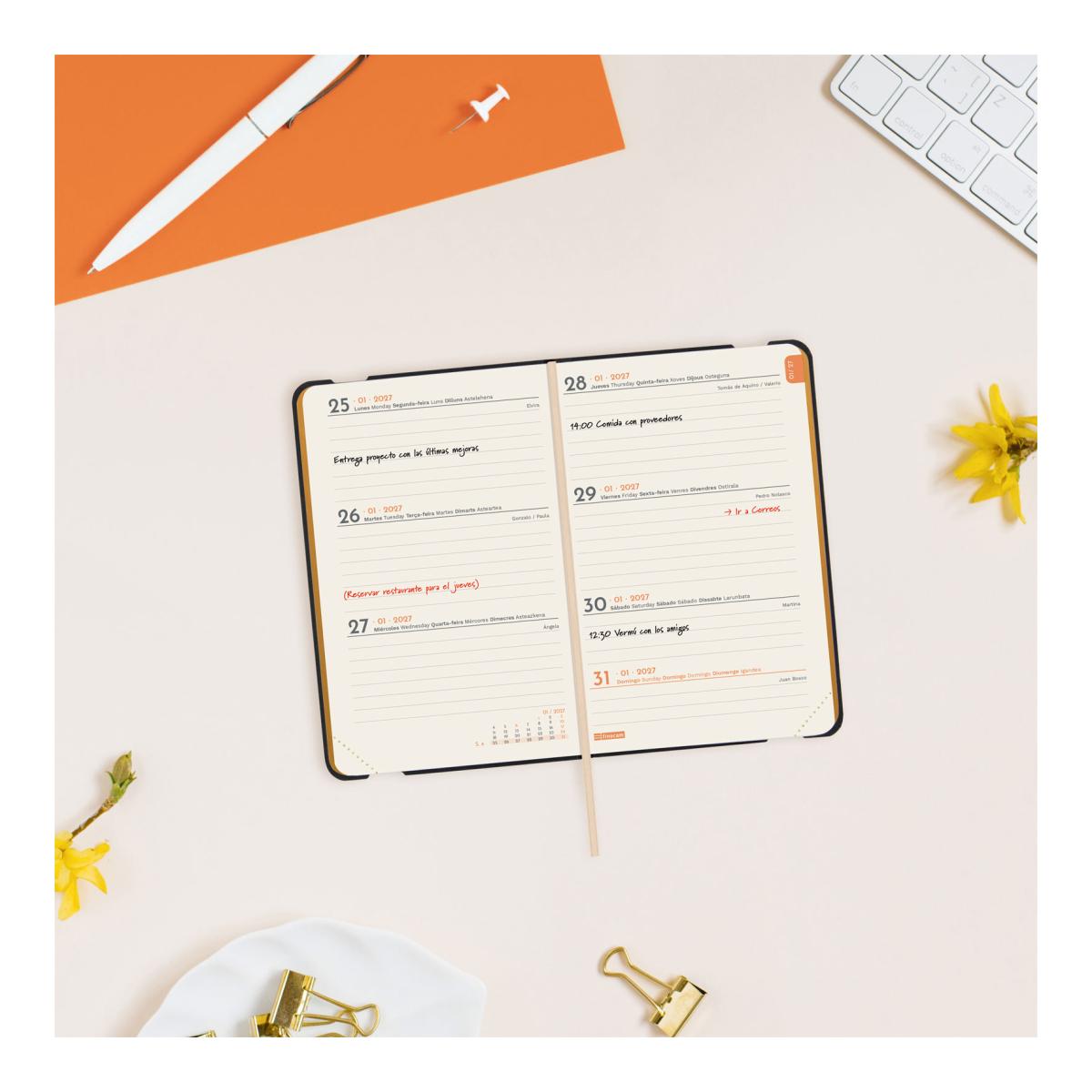 Agenda Encadernada 2027 Flexi Joy F2-82x127 mm Semanal Horizontal Bloom Finocam Multicolor Multilingue Multicolor-3