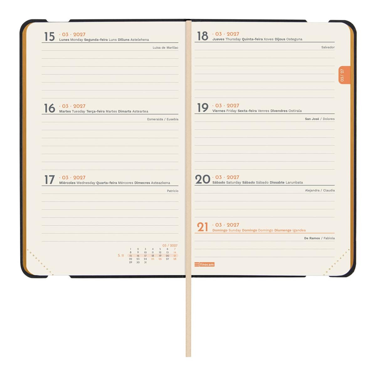 Agenda Encadernada 2027 Flexi Joy F2-82x127 mm Semanal Horizontal Bloom Finocam Multicolor Multilingue Multicolor-5