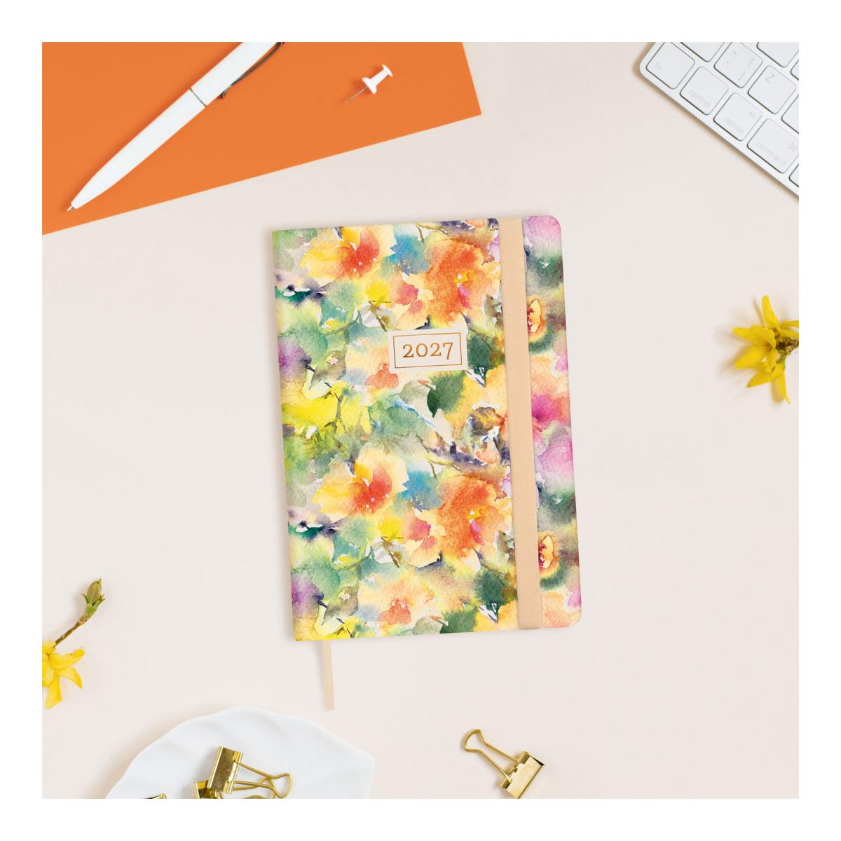 Agenda Encadernada 2027 Flexi Joy F4-118x168 mm Semanal Horizontal Bloom Finocam Multicolor Multilingue Multicolor-2