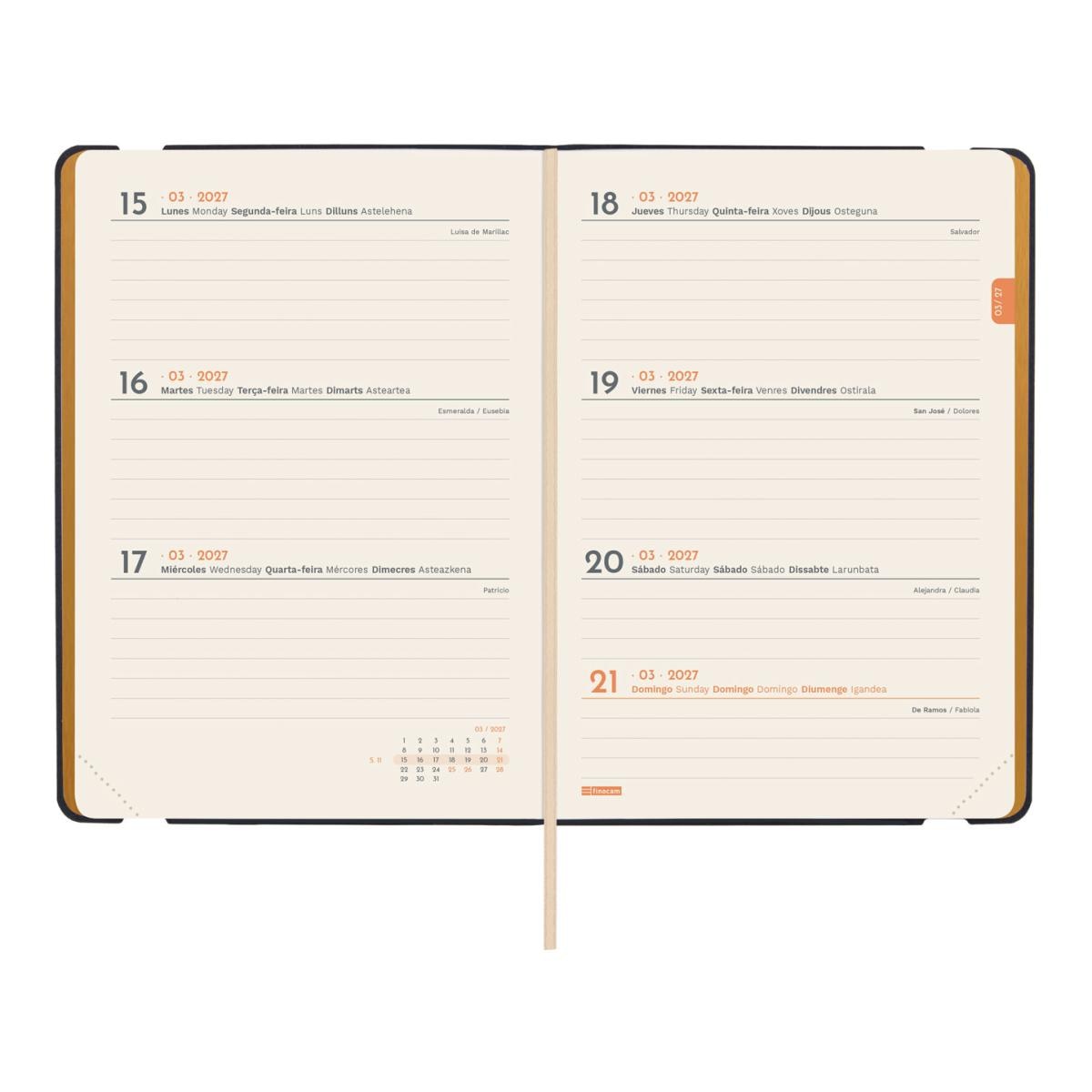 Agenda Encadernada 2027 Flexi Joy F4-118x168 mm Semanal Horizontal Bloom Finocam Multicolor Multilingue Multicolor-5