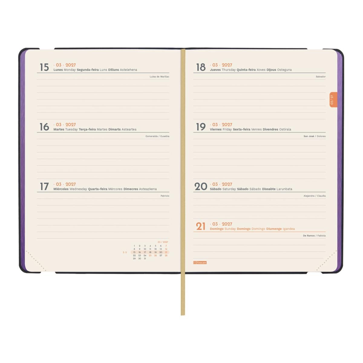 Agenda Encadernada 2027 Flexi Joy F4-118x168 mm Semanal Horizontal Fiona Finocam Multicolor Multilingue Multicolor-5