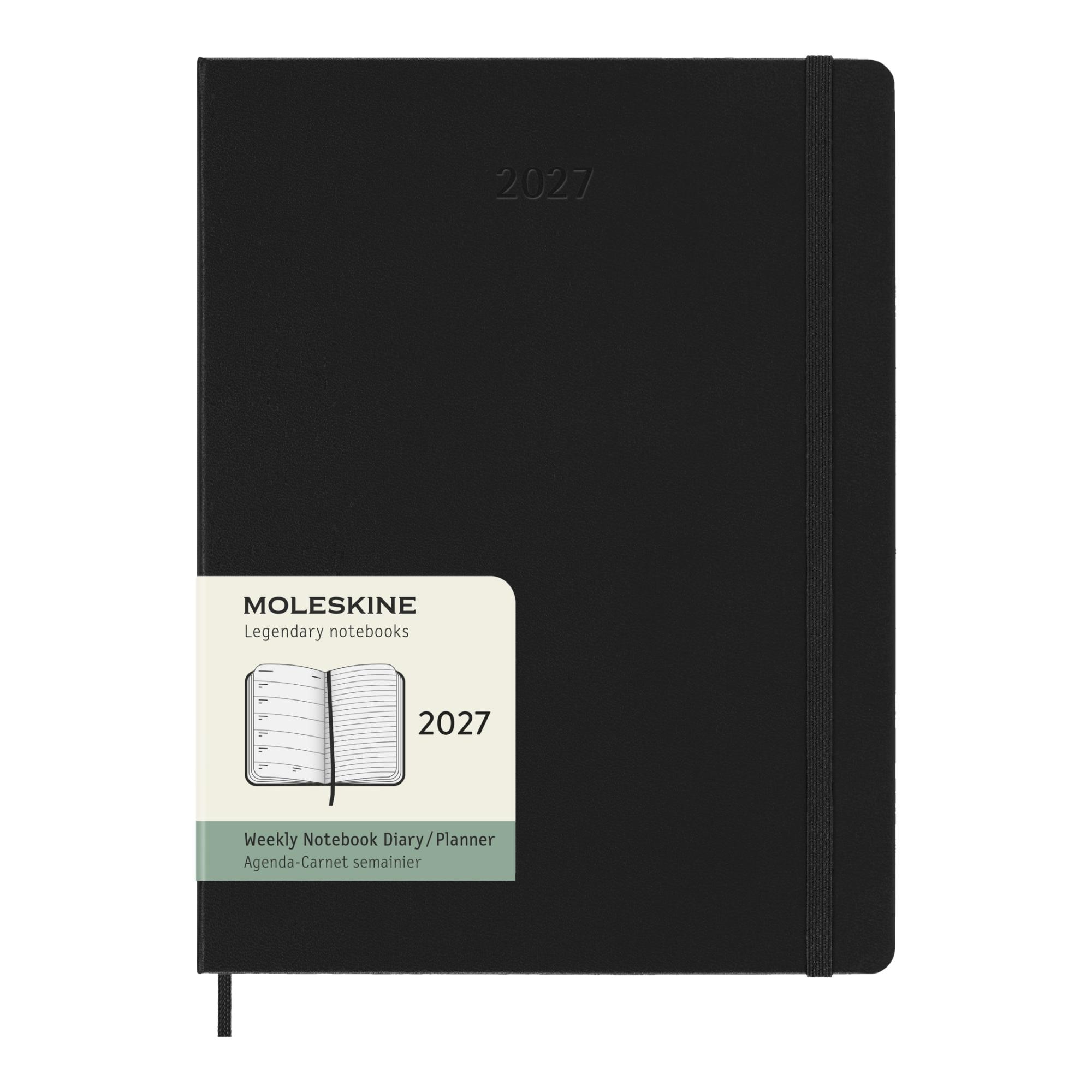 Agenda extralarge 2027 semana vista tapa dura Moleskine negro en inglés Negro-1
