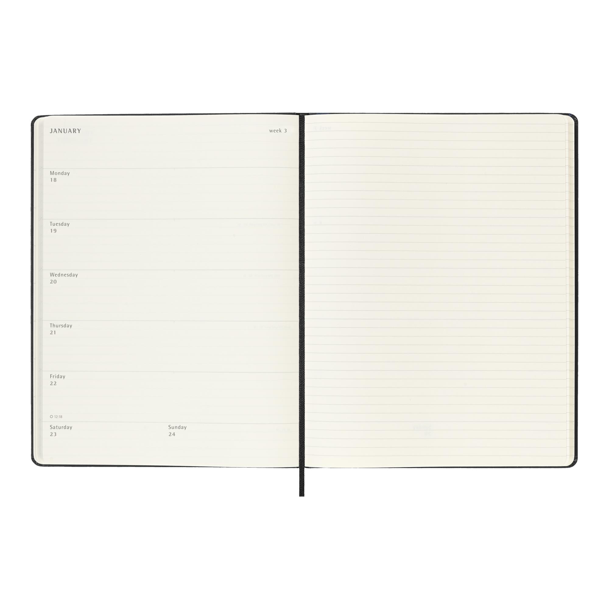 Agenda extralarge 2027 semana vista tapa dura Moleskine negro en inglés Negro-4