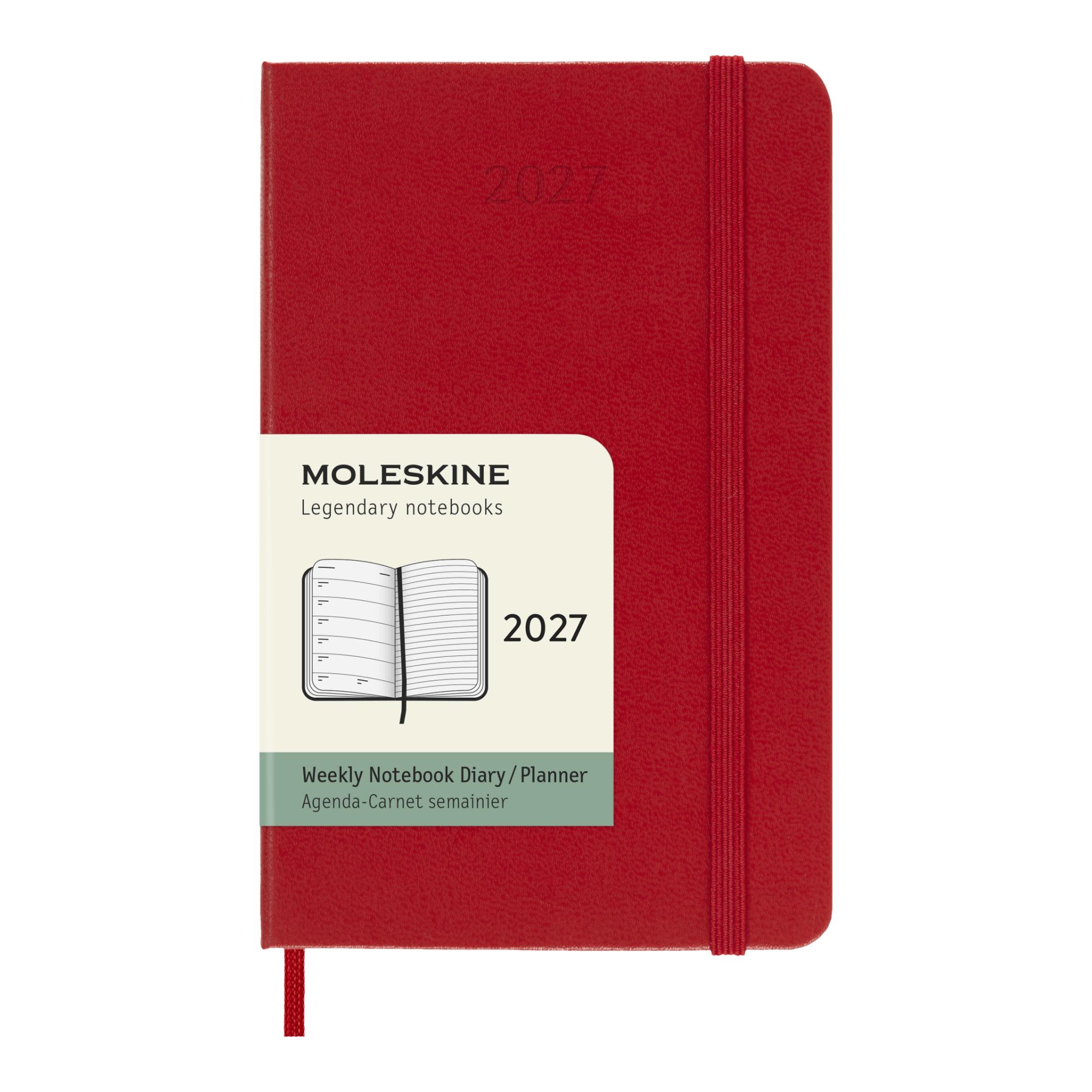 Agenda pocket 2027 semana vista tapa dura Moleskine rojo en inglés Rojo-1