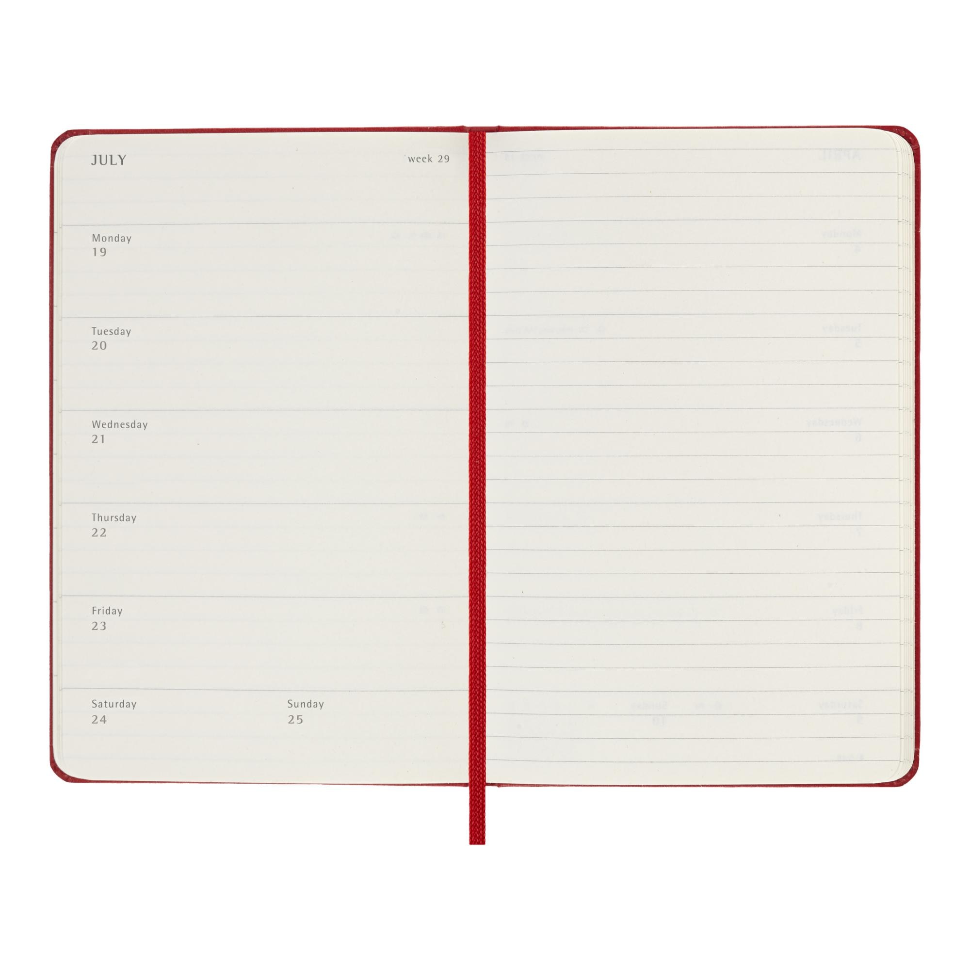 Agenda pocket 2027 semana vista tapa dura Moleskine rojo en inglés Rojo-4