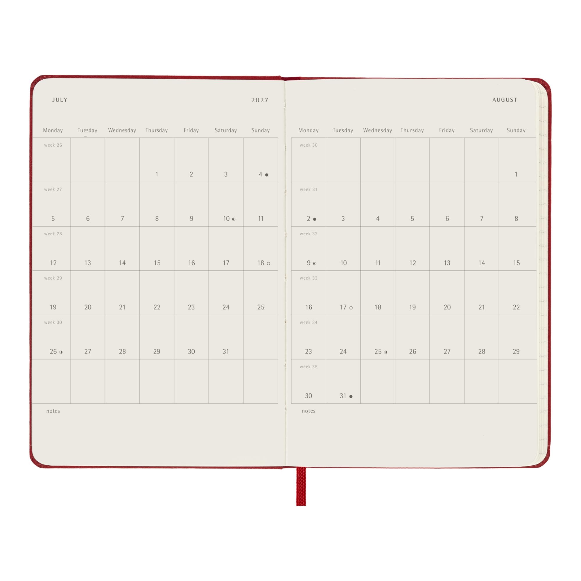 Agenda pocket 2027 semana vista tapa dura Moleskine rojo en inglés Rojo-5