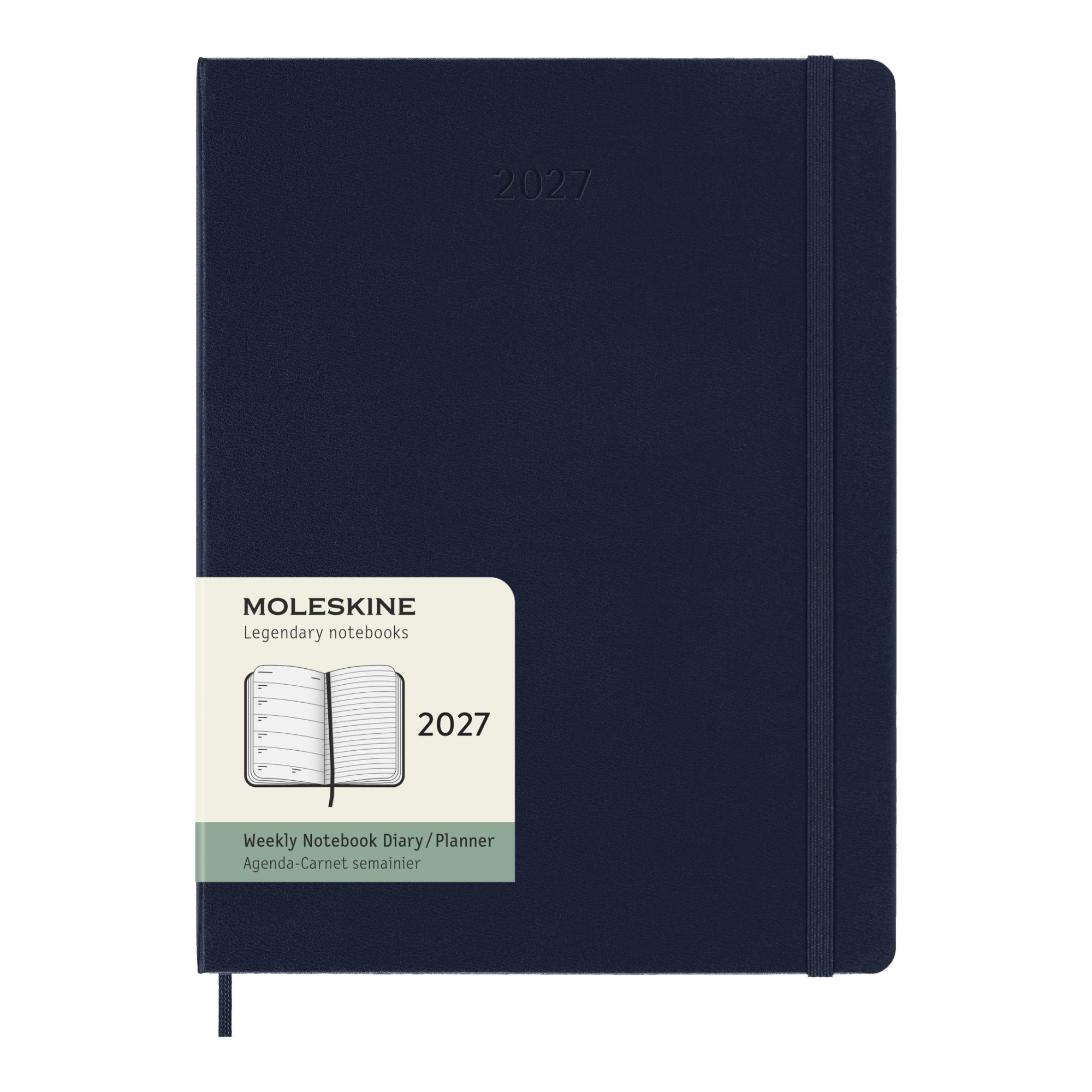 Agenda extralarge 2027 semana vista tapa dura Moleskine azul zafiro en inglés Azul-1