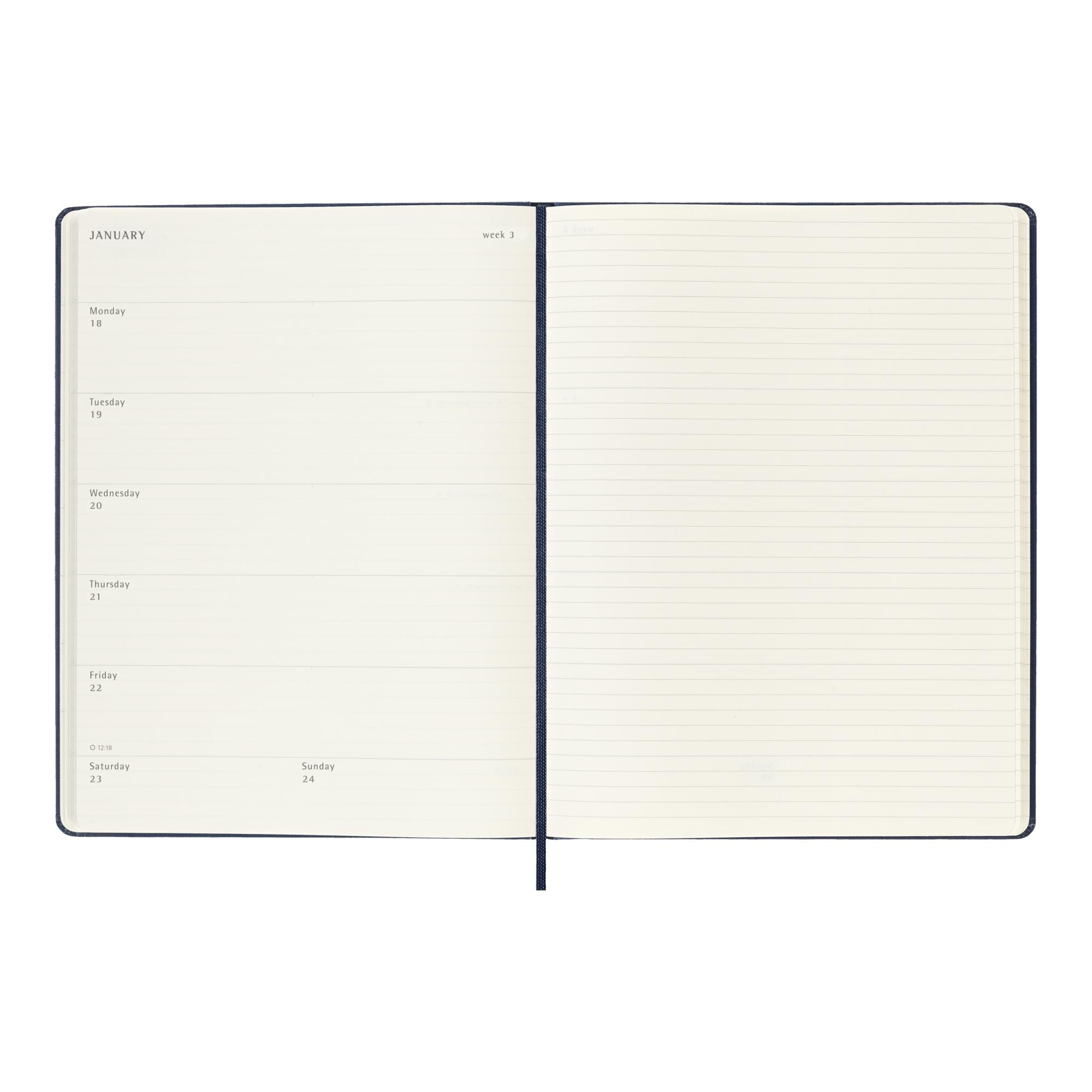 Agenda extralarge 2027 semana vista tapa dura Moleskine azul zafiro en inglés Azul-4