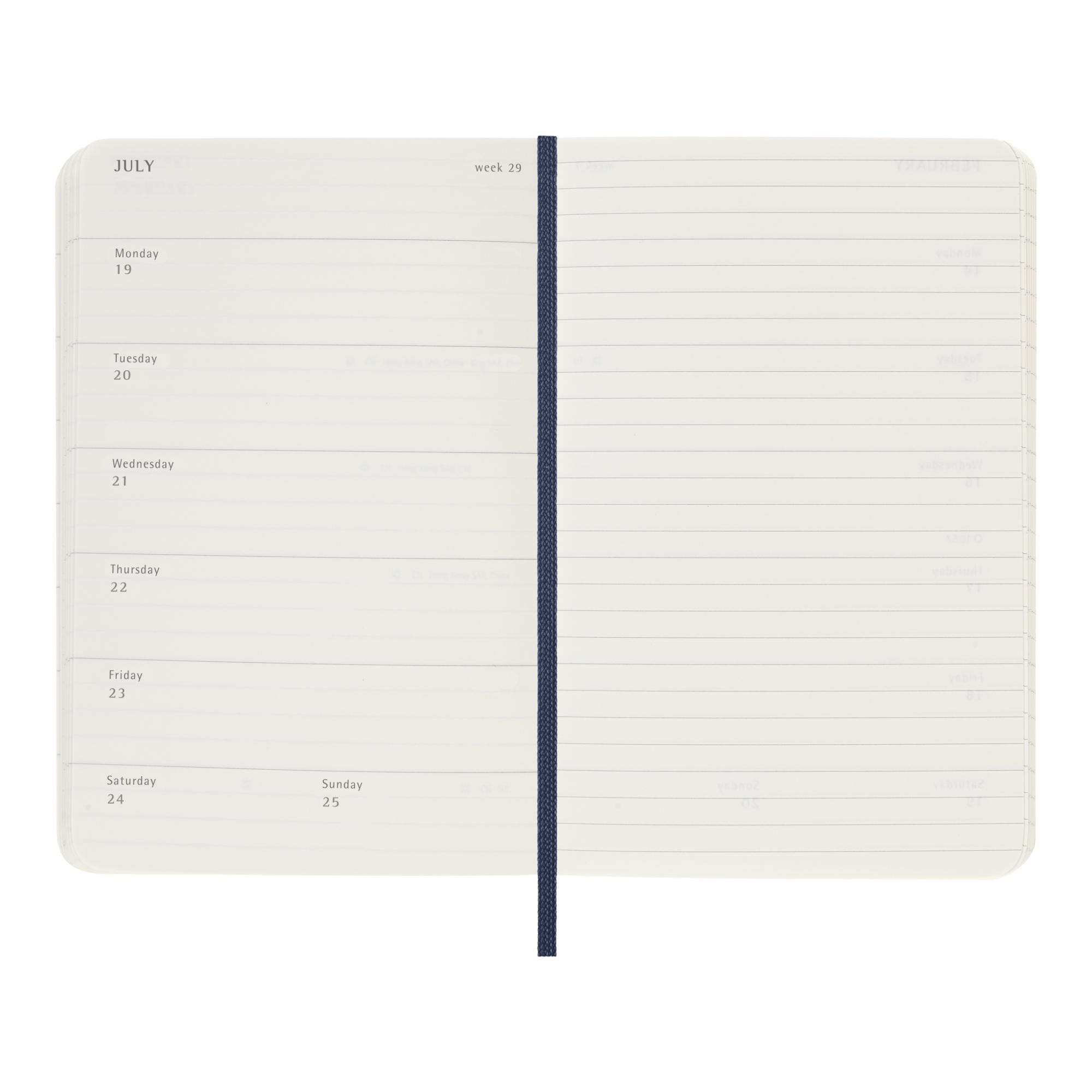 Agenda pocket 2027 semana vista tapa blanda Moleskine azul zafiro en inglés Azul-4