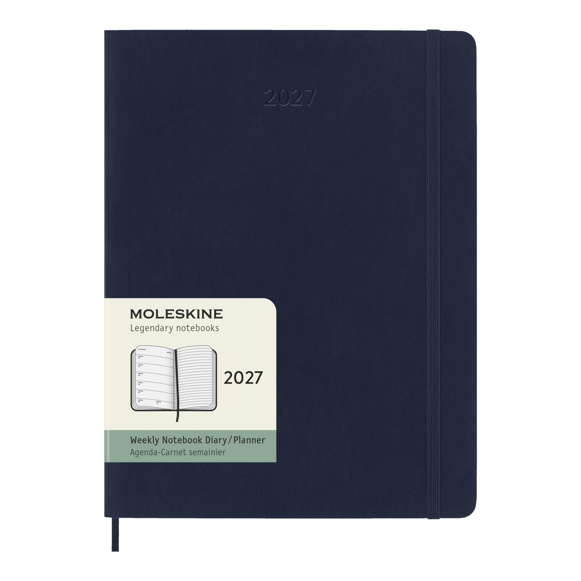 Agenda extralarge 2027 semana vista tapa blanda Moleskine azul zafiro en inglés Azul-1