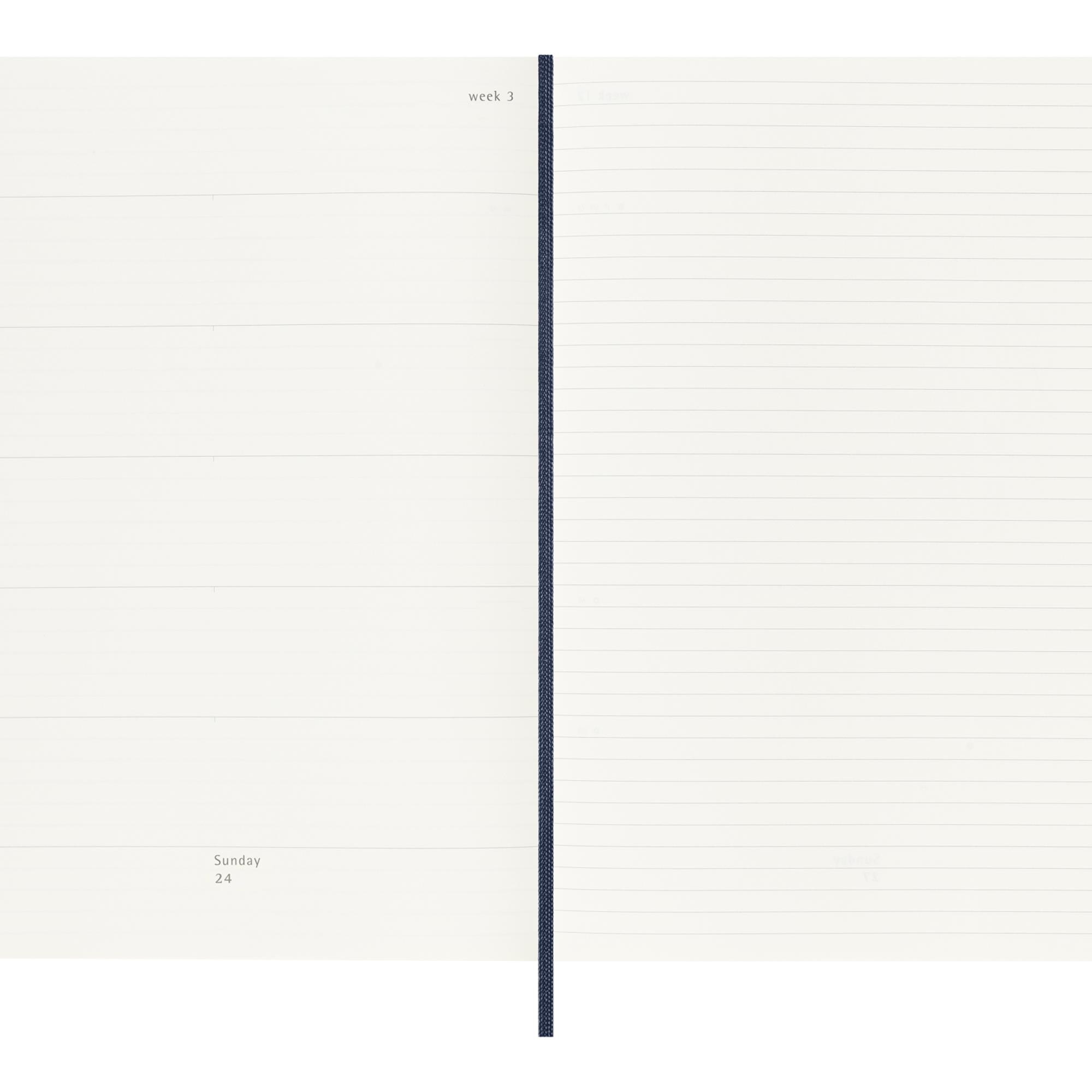 Agenda extralarge 2027 semana vista tapa blanda Moleskine azul zafiro en inglés Azul-4