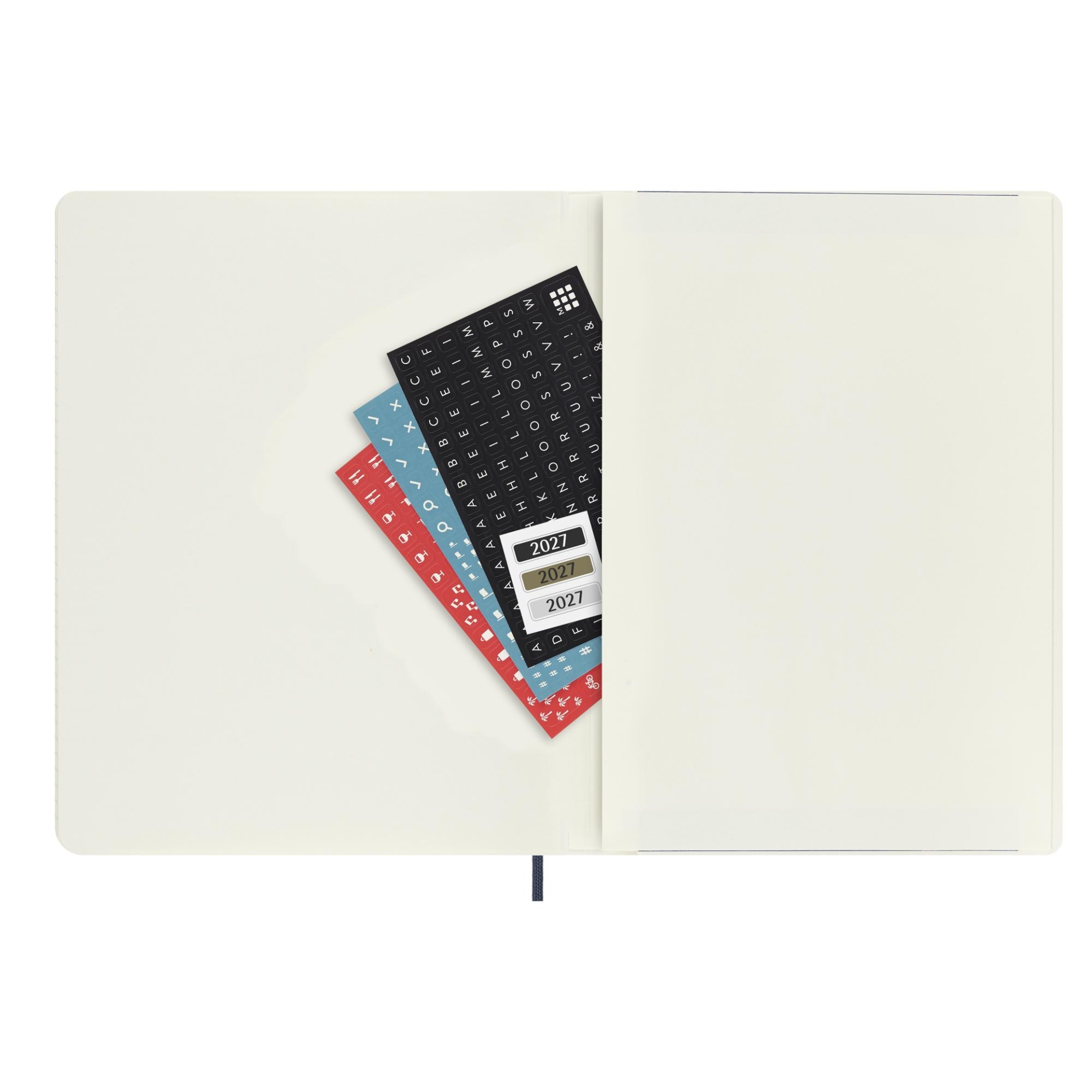 Agenda extralarge 2027 semana vista tapa blanda Moleskine azul zafiro en inglés Azul-6