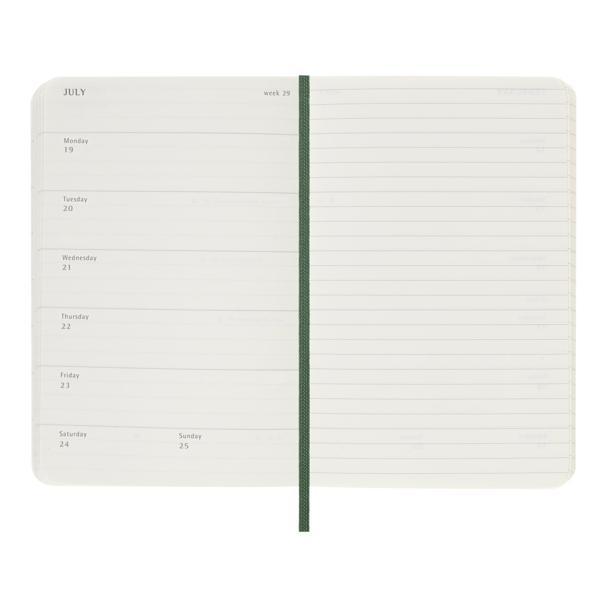 Agenda pocket 2027 semana vista tapa blanda Moleskine verde mirto en inglés Verde-4