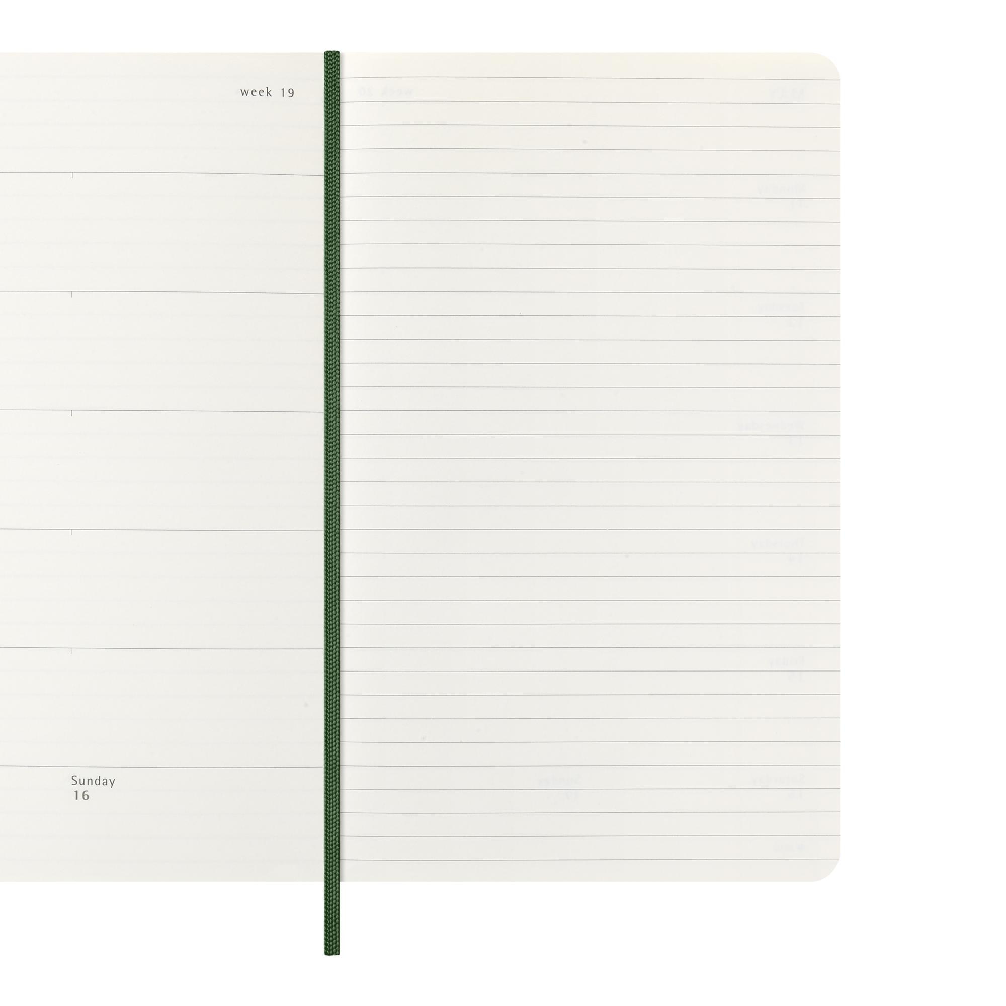 Imagen 4 de Agenda large 2027 semana vista tapa blanda Moleskine verde mirto en inglés Verde
