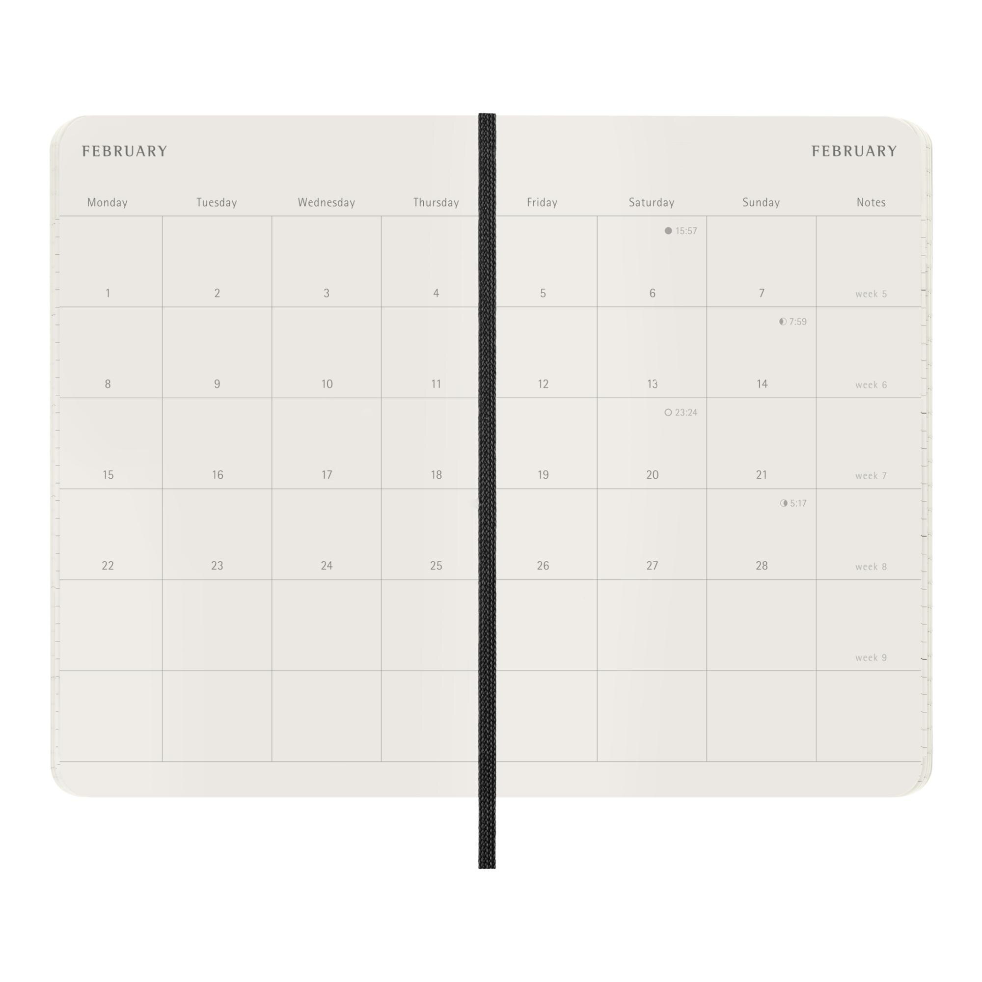 Agenda pocket 2027 mes vista tapa blanda Moleskine negro en inglés Negro-4