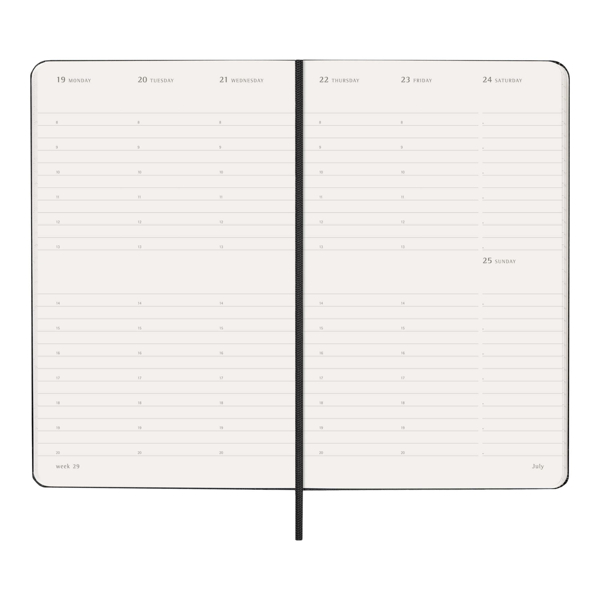 Agenda large 2027 semana vista vertical tapa dura Moleskine negro en inglés Negro-4
