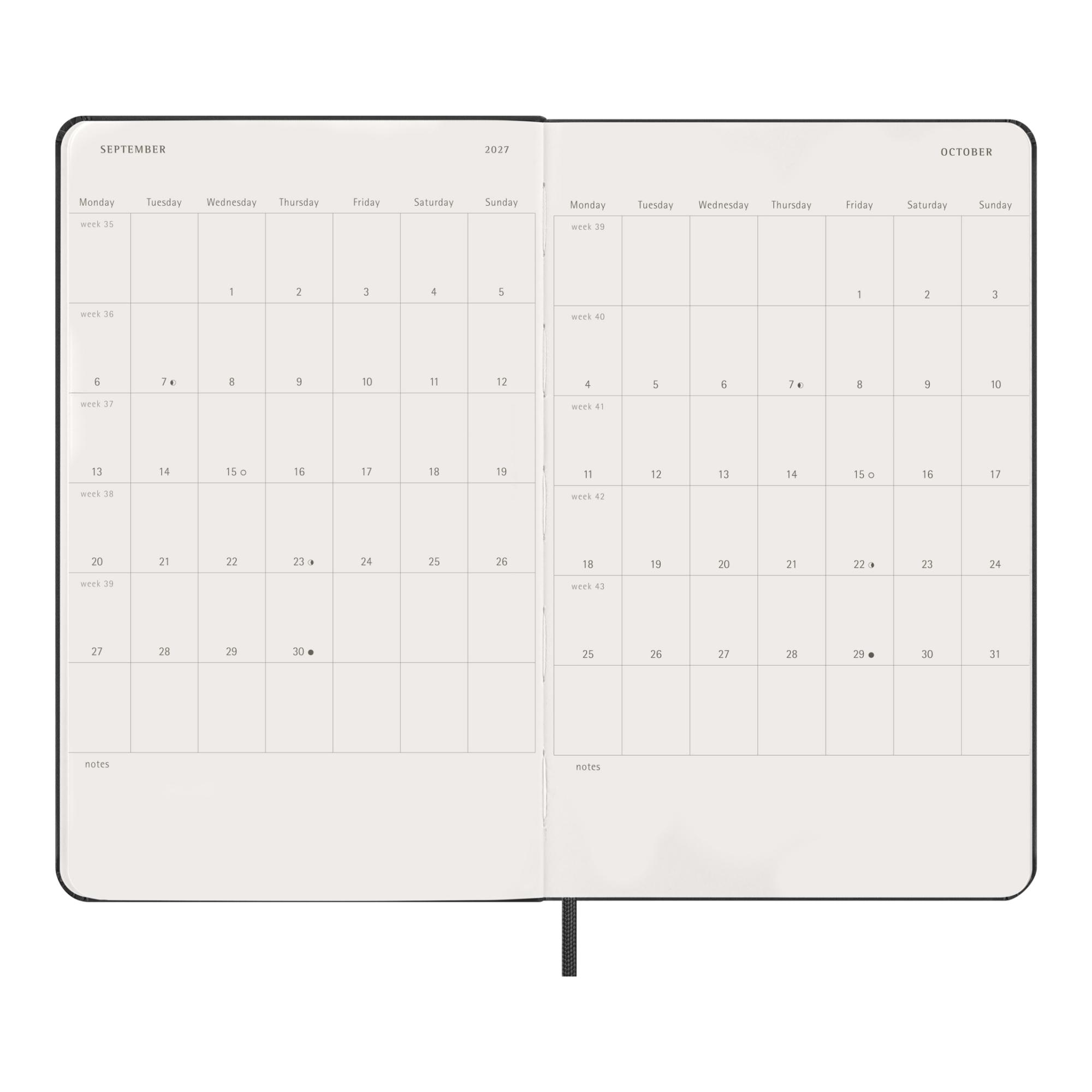 Agenda large 2027 día página tapa dura Moleskine negro en inglés Negro-5