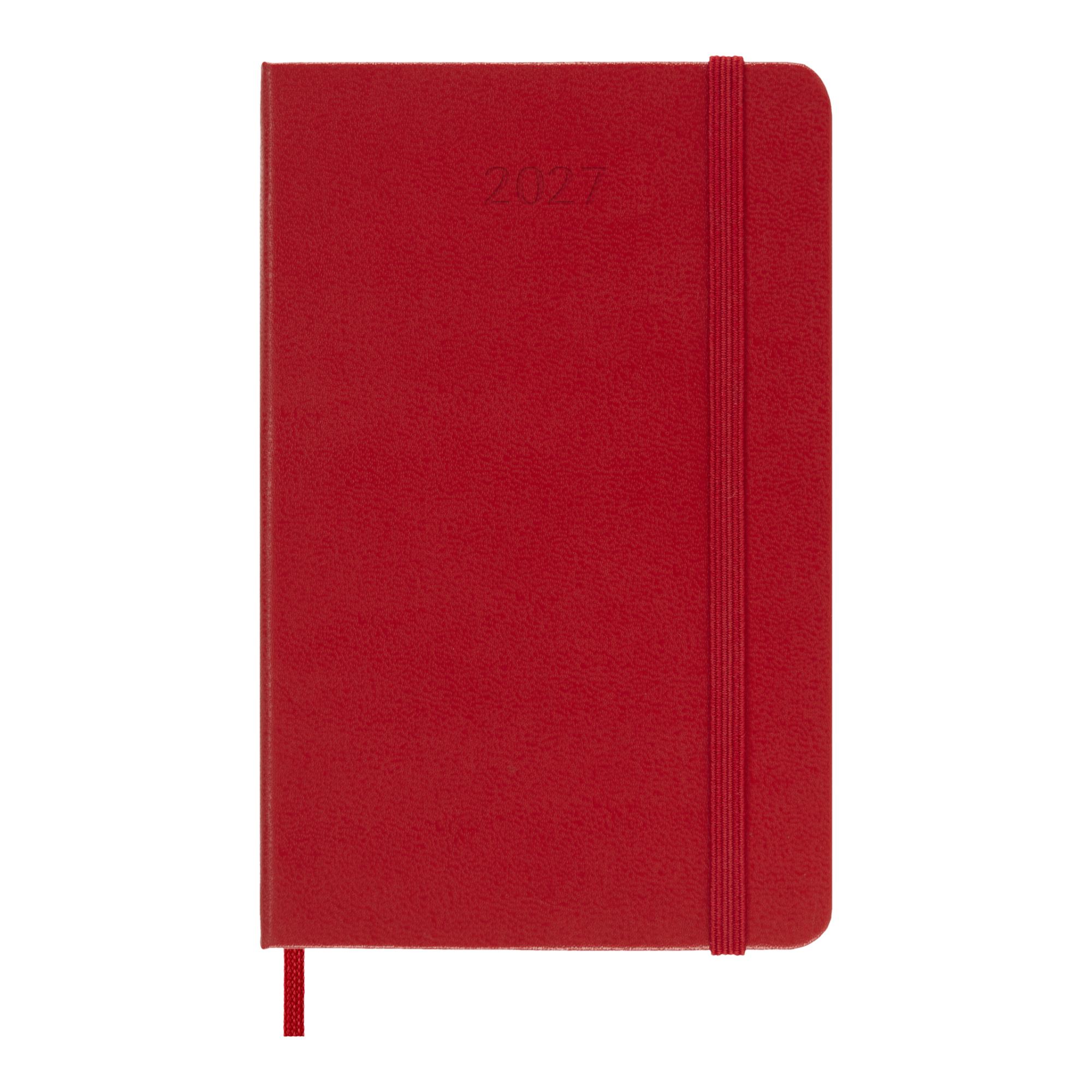 Agenda Classic 2027 de bolso Agenda diária, capa dura, 12 meses, Vermelho Escarlate Vermelho-2