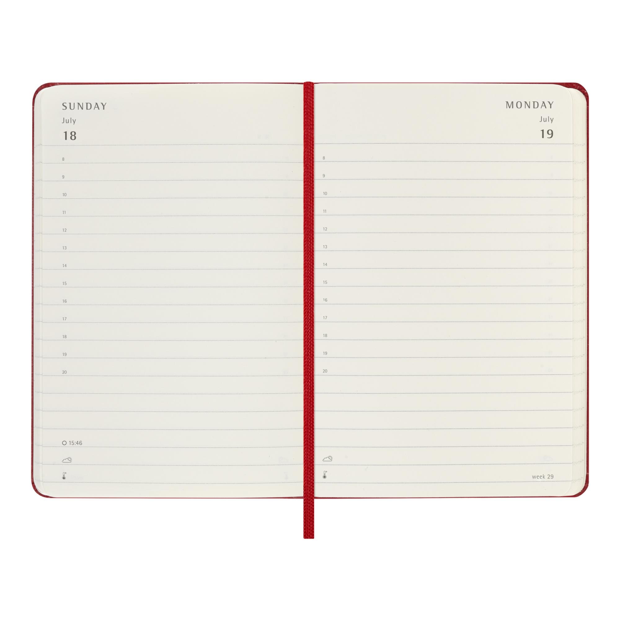 Agenda Classic 2027 de bolso Agenda diária, capa dura, 12 meses, Vermelho Escarlate Vermelho-4