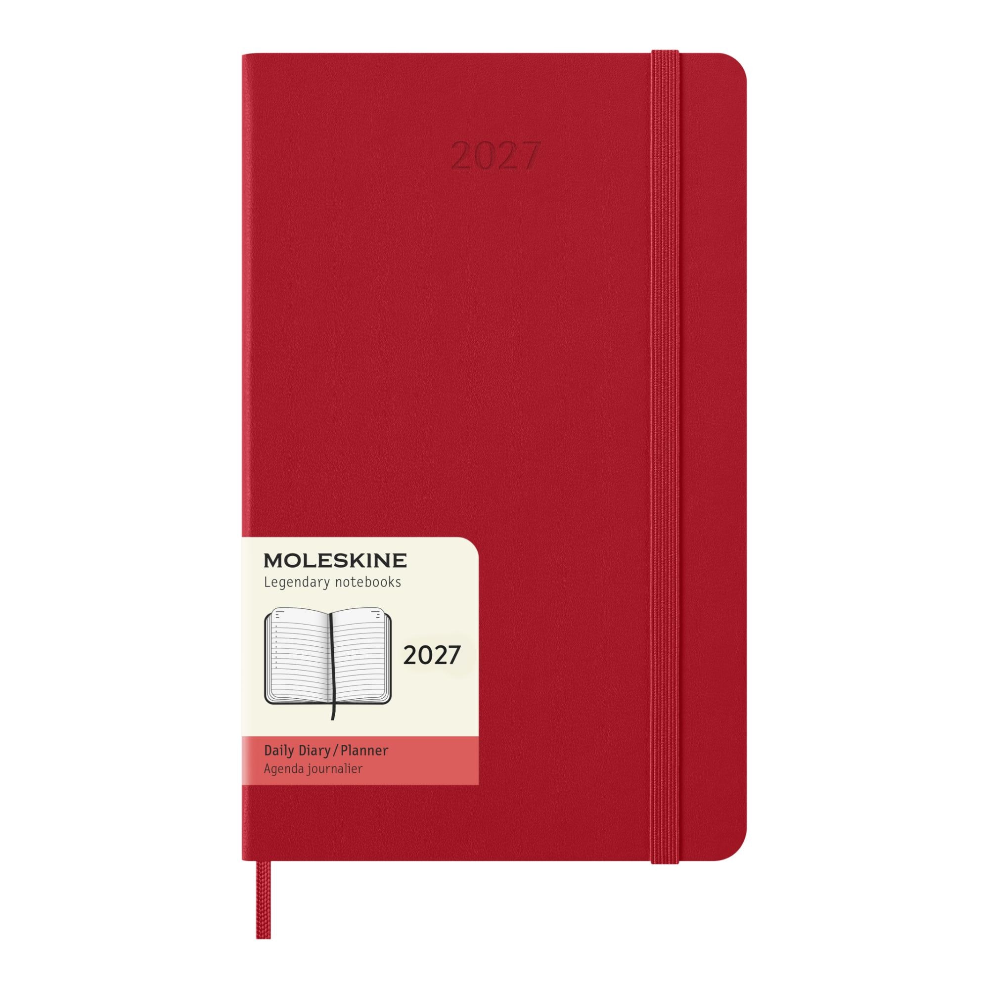 Agenda large 2027 día página tapa dura Moleskine rojo en inglés Rojo-1