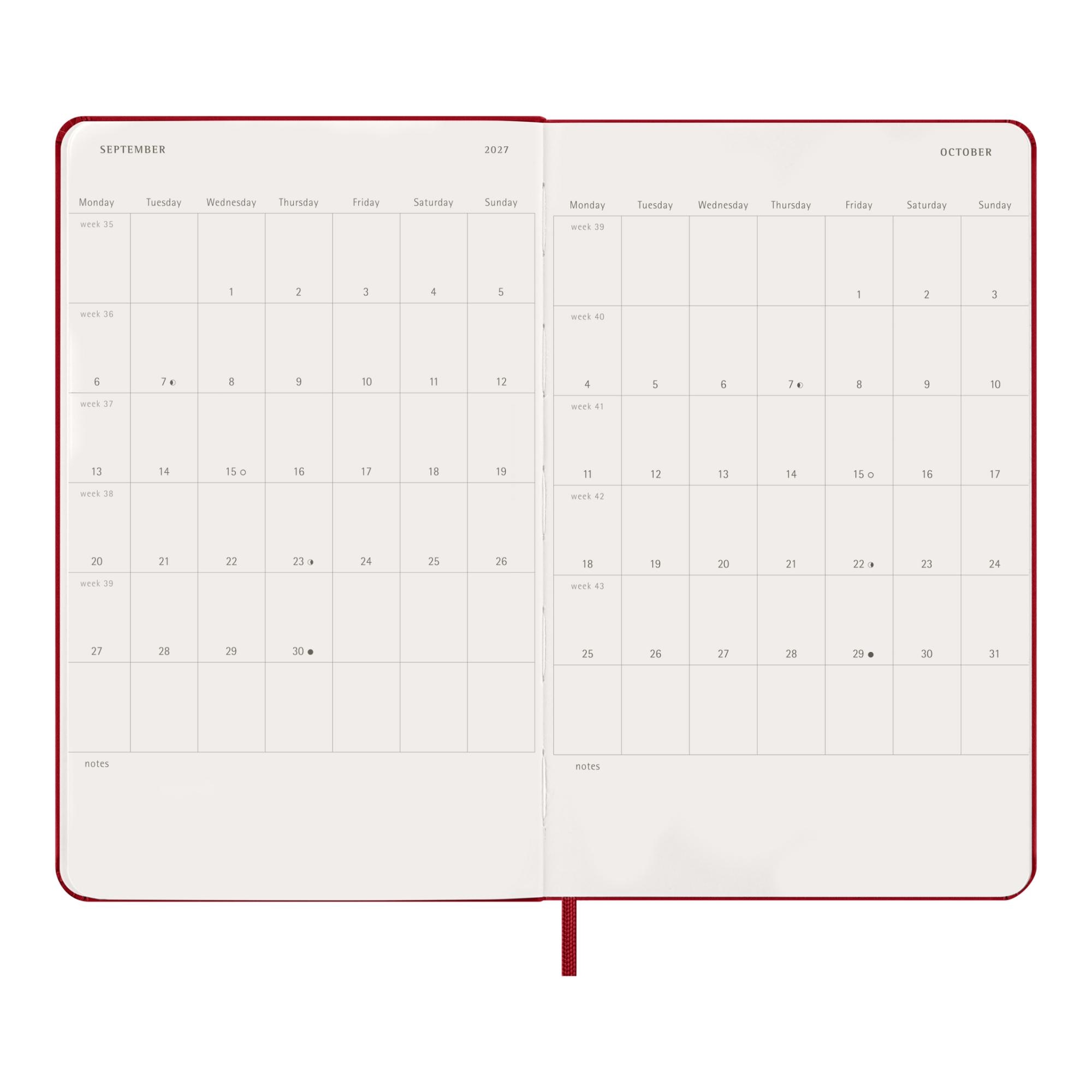 Agenda large 2027 día página tapa dura Moleskine rojo en inglés Rojo-5