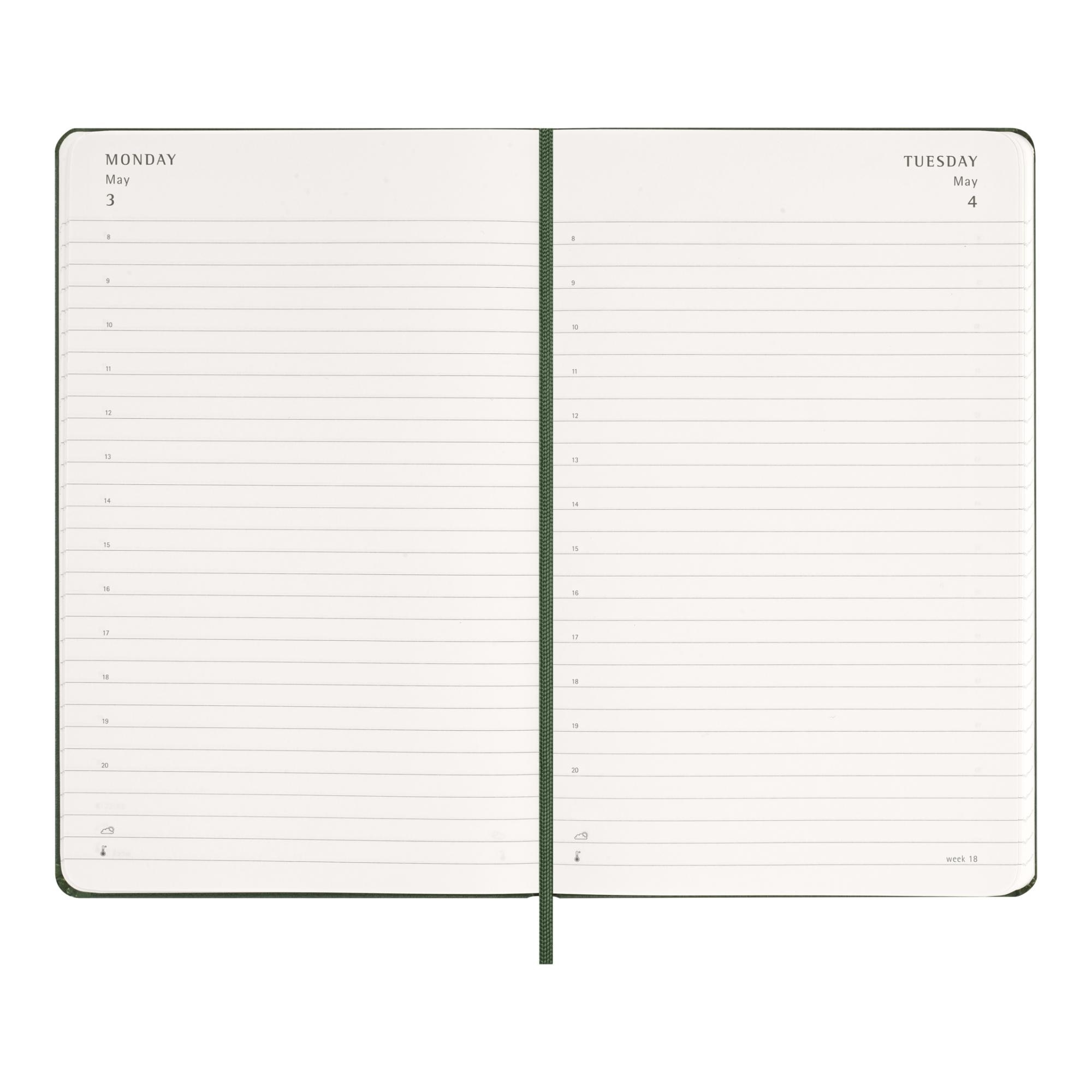 Agenda large 2027 día página tapa dura Moleskine verde mirto en inglés Verde-4