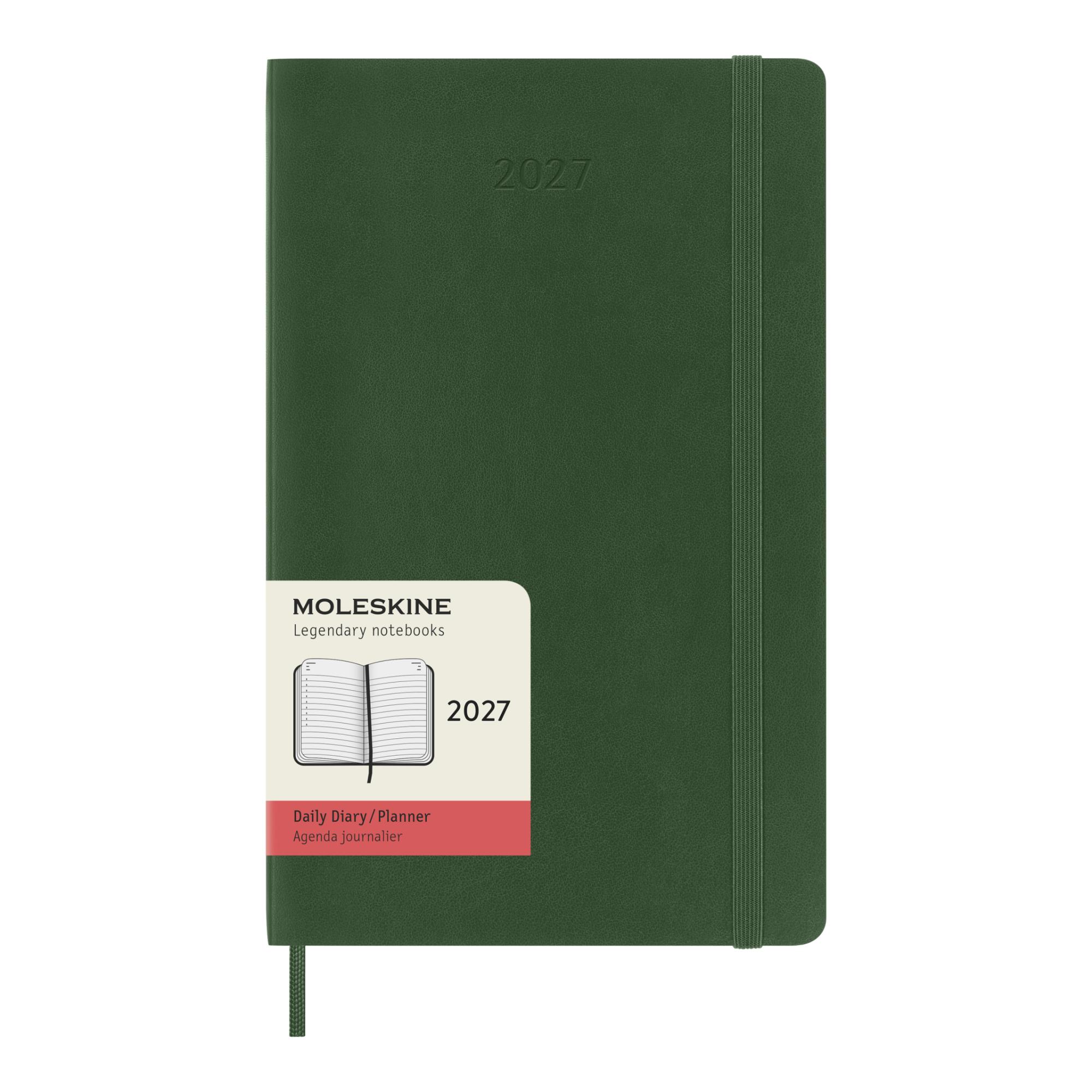 Agenda large 2027 día página tapa blanda Moleskine verde mirto en inglés Verde-1