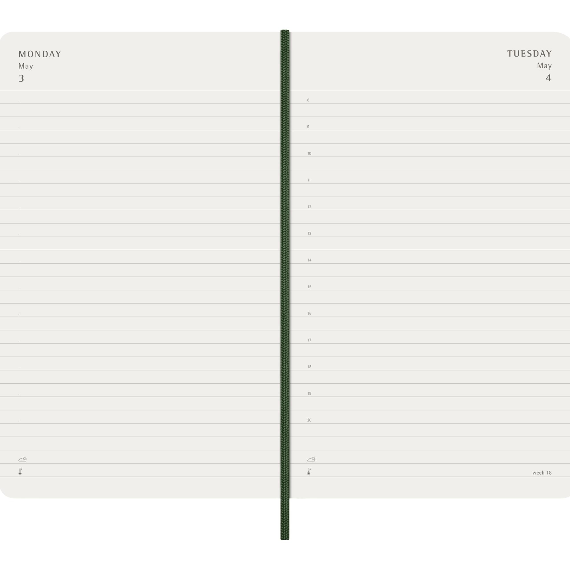 Agenda large 2027 día página tapa blanda Moleskine verde mirto en inglés Verde-4