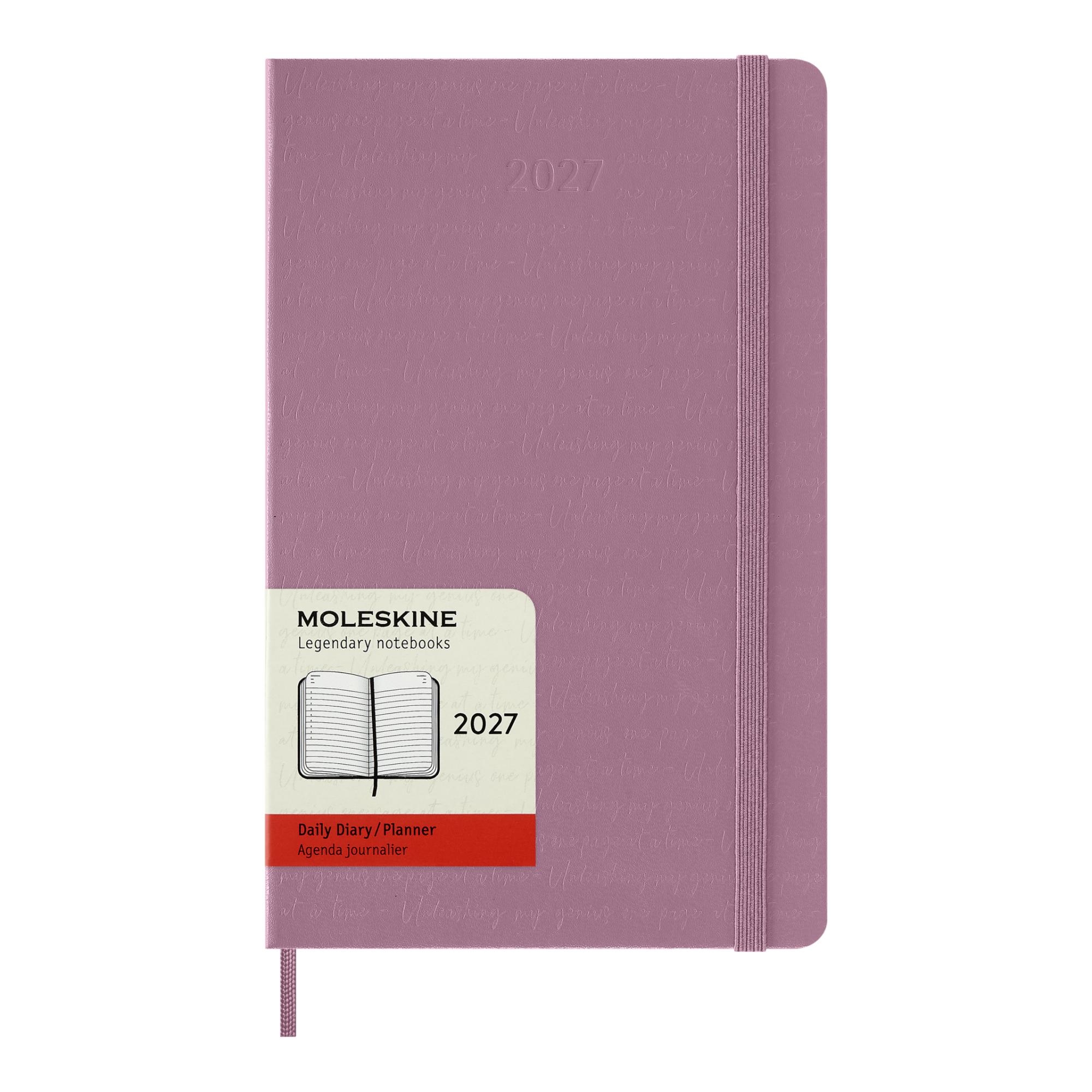 Agenda large 2027 día página tapa dura Moleskine rosa majestuoso en inglés Rosa-1