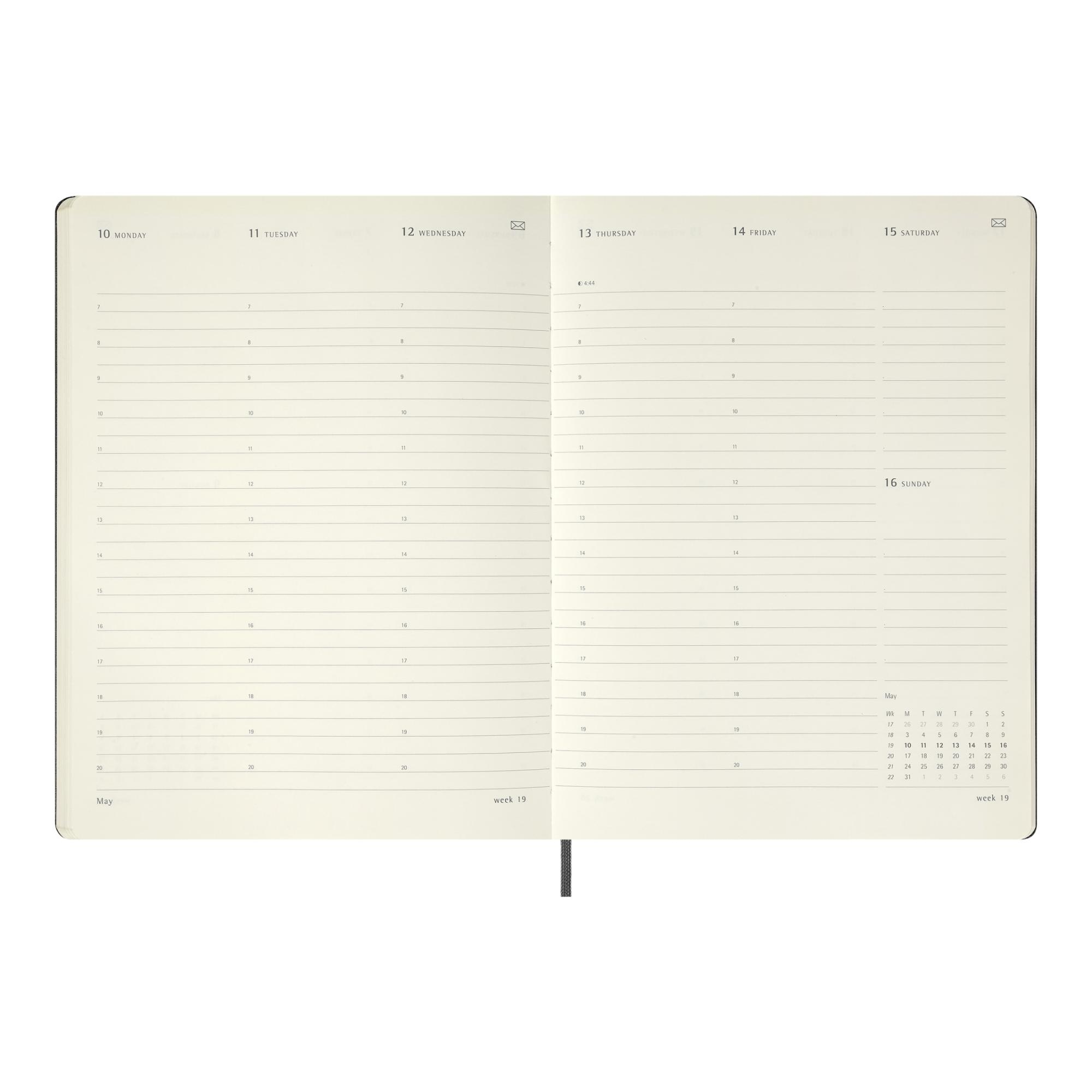 Agenda inteligente extragrande 2027 com visualização semanal, capa dura, Moleskine preta, em inglês Preto-4