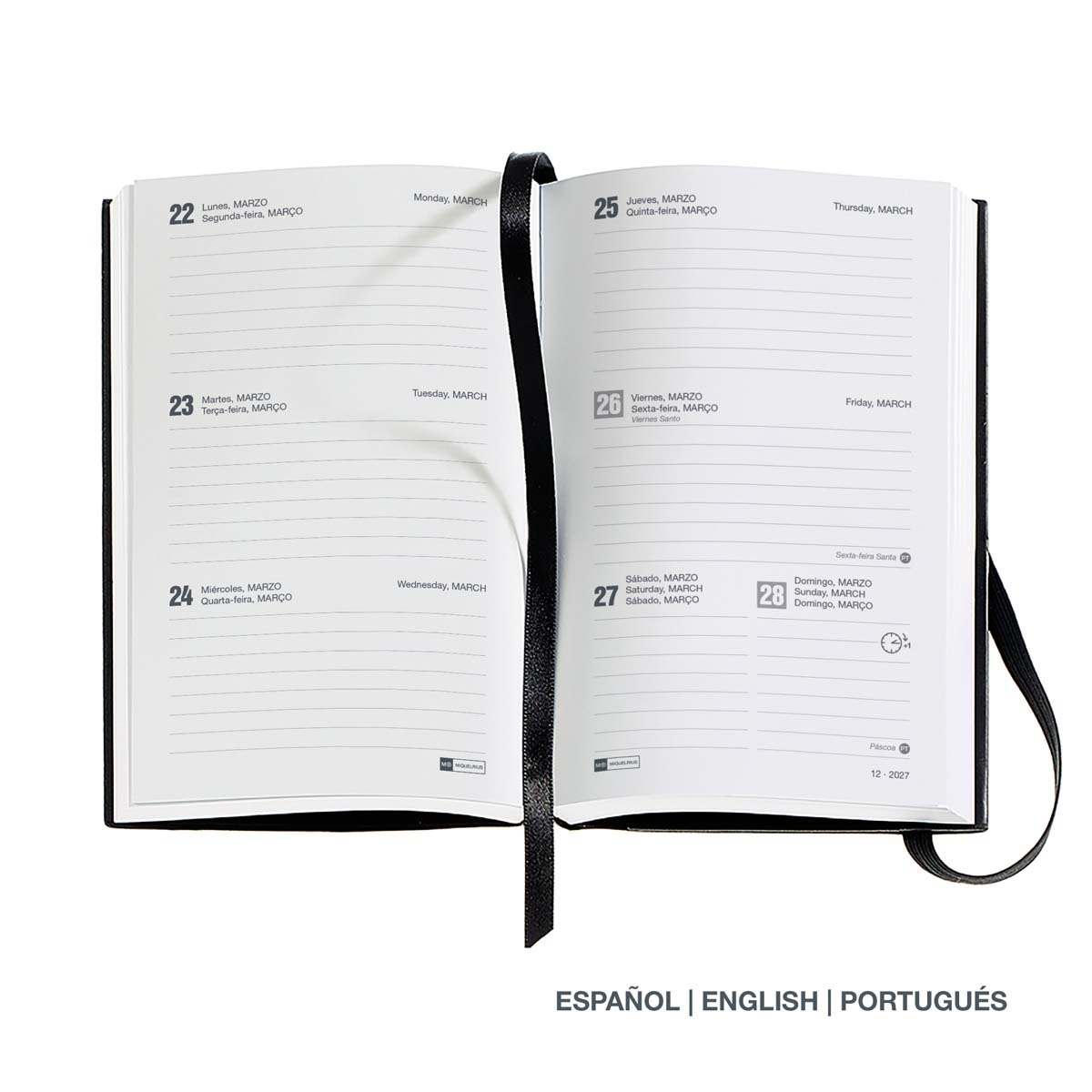 Agenda Passport Vista Semanal Chester Rígida 2027 Miquelrius - Preto Preto-3
