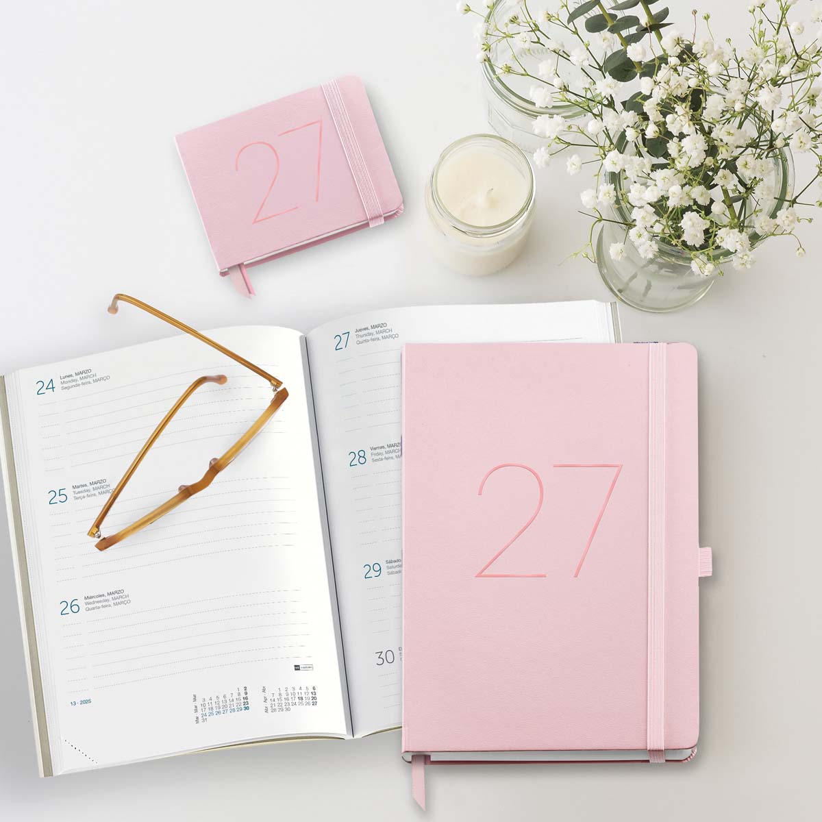 Agenda Pocket Semana Vista Chester Rígida Rosa 2027 Miquelrius Rosa-7