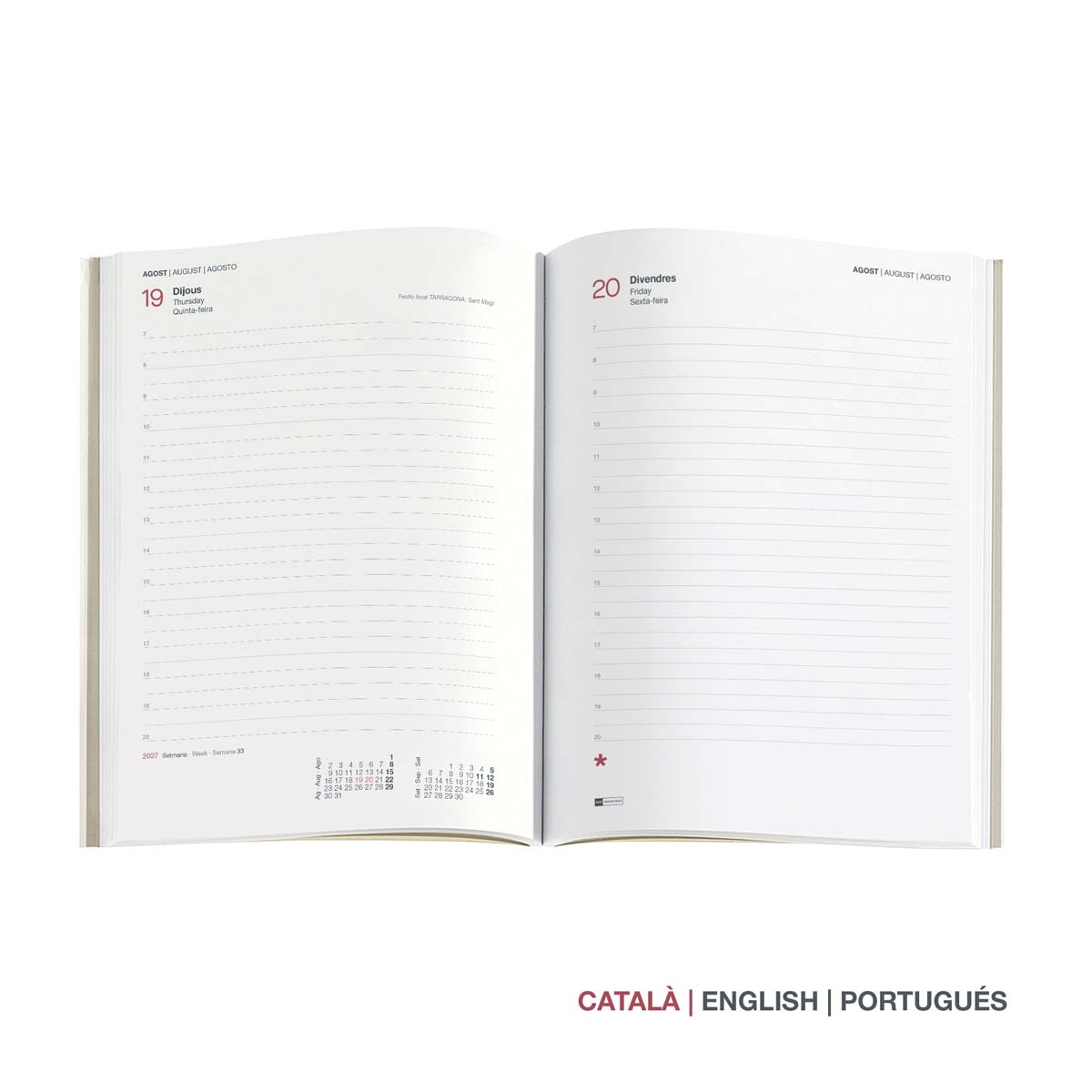 Agenda Plus 1 día por página Catalán Luxor Flexible Azul 2027 Miquelrius Azul-2