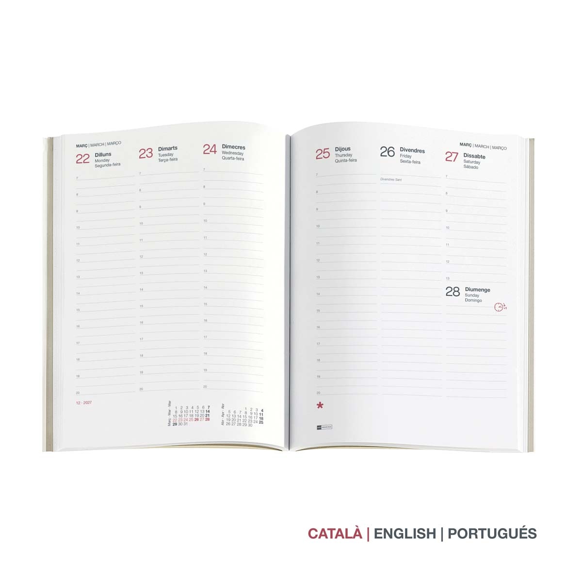 Agenda Plus Semana vista Catalán Luxor Flexible Azul 2027 Miquelrius Azul-2