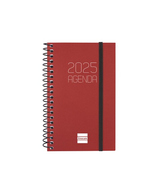 Agenda ano 2025 Espiral Basics Opaque E3-79x127 mm semana vista horizontal Finocam bourdeaux Bordeaux-1