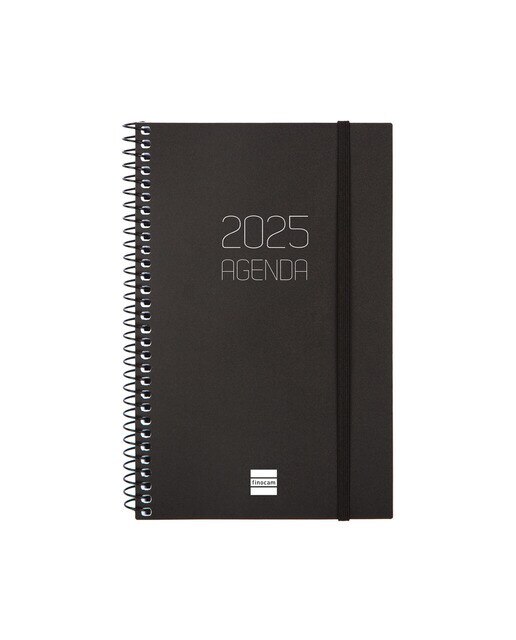 Agenda ano 2025 Espiral Basics Opaque E5-117x181 mm semana vista horizontal Finocam preto Preto-1