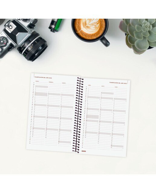 Agenda ano 2025 Espiral Basics Opaque E5-117x181 mm semana vista horizontal Finocam preto Preto-4