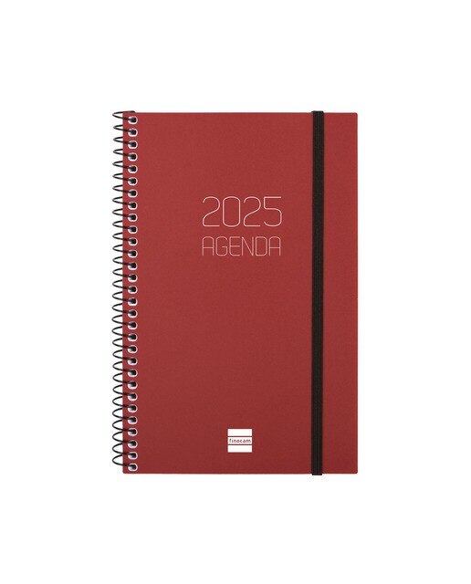 Agenda ano 2025 Espiral Basics Opaque E5-117x181 mm semana vista horizontal Finocam bourdeaux Bordeaux-1