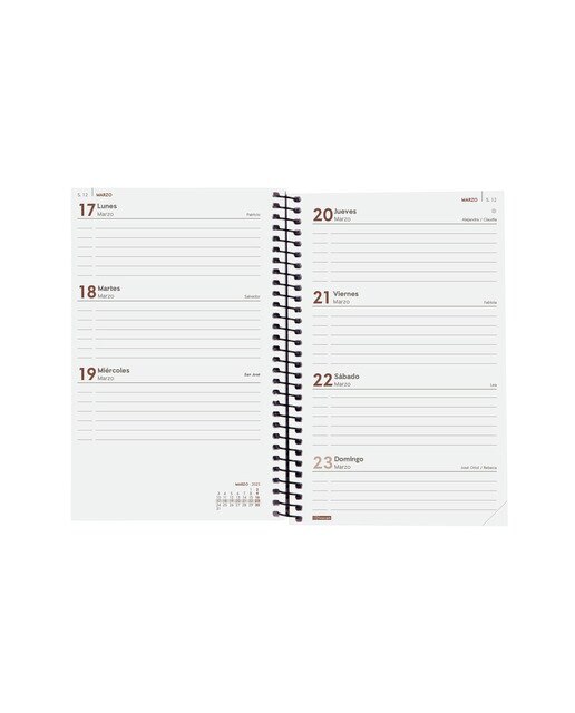 Agenda ano 2025 Espiral Basics Opaque E5-117x181 mm semana vista horizontal Finocam bourdeaux Bordeaux-5
