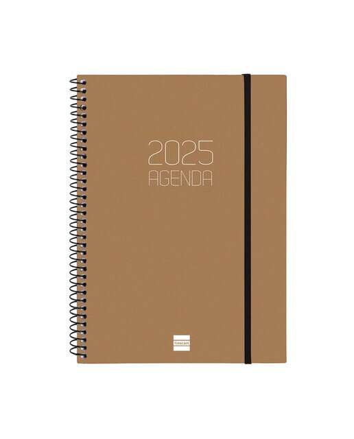 Agenda ano 2025 Espiral Basics Opaque E10-155x212 mm semana vista horizontal Finocam castanho Castanho-1