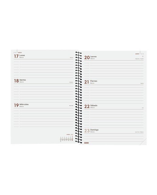 Agenda ano 2025 Espiral Basics Opaque E10-155x212 mm semana vista horizontal Finocam castanho Castanho-5