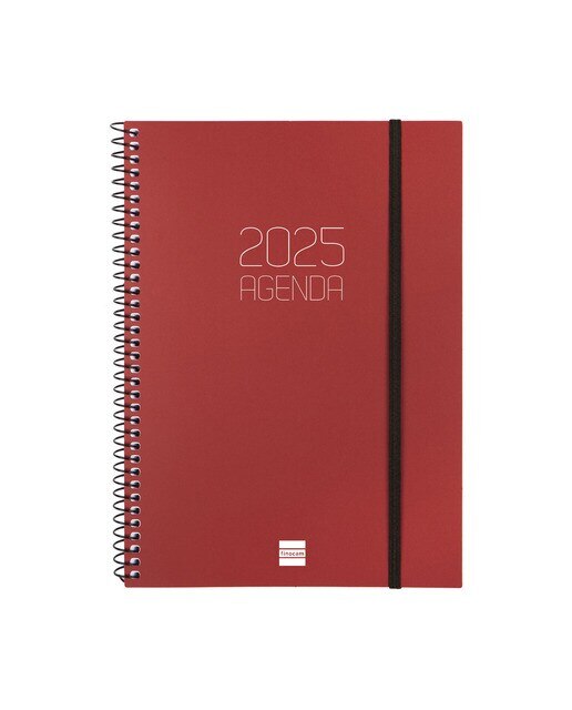 Agenda ano 2025 Espiral Basics Opaque E10-155x212 mm semana vista vertical Finocam bourdeaux Bordeaux-1