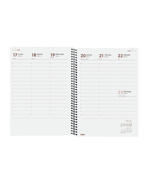 Agenda ano 2025 Espiral Basics Opaque E10-155x212 mm semana vista vertical Finocam bourdeaux Bordeaux-5