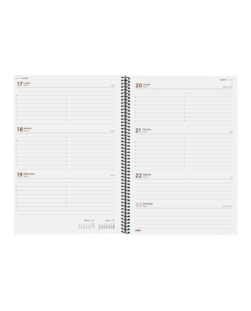Agenda ano 2025 Espiral Basics Opaque E40-210x297 mm semana vista horizontal Finocam preto Preto-5