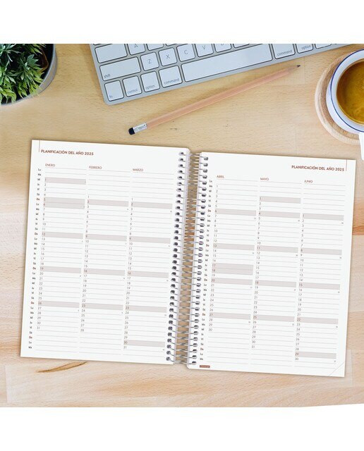 Agenda ano 2025 Espiral Personalizable E10-155x212 mm 1 día página Finocam multicolor Multicolor-4