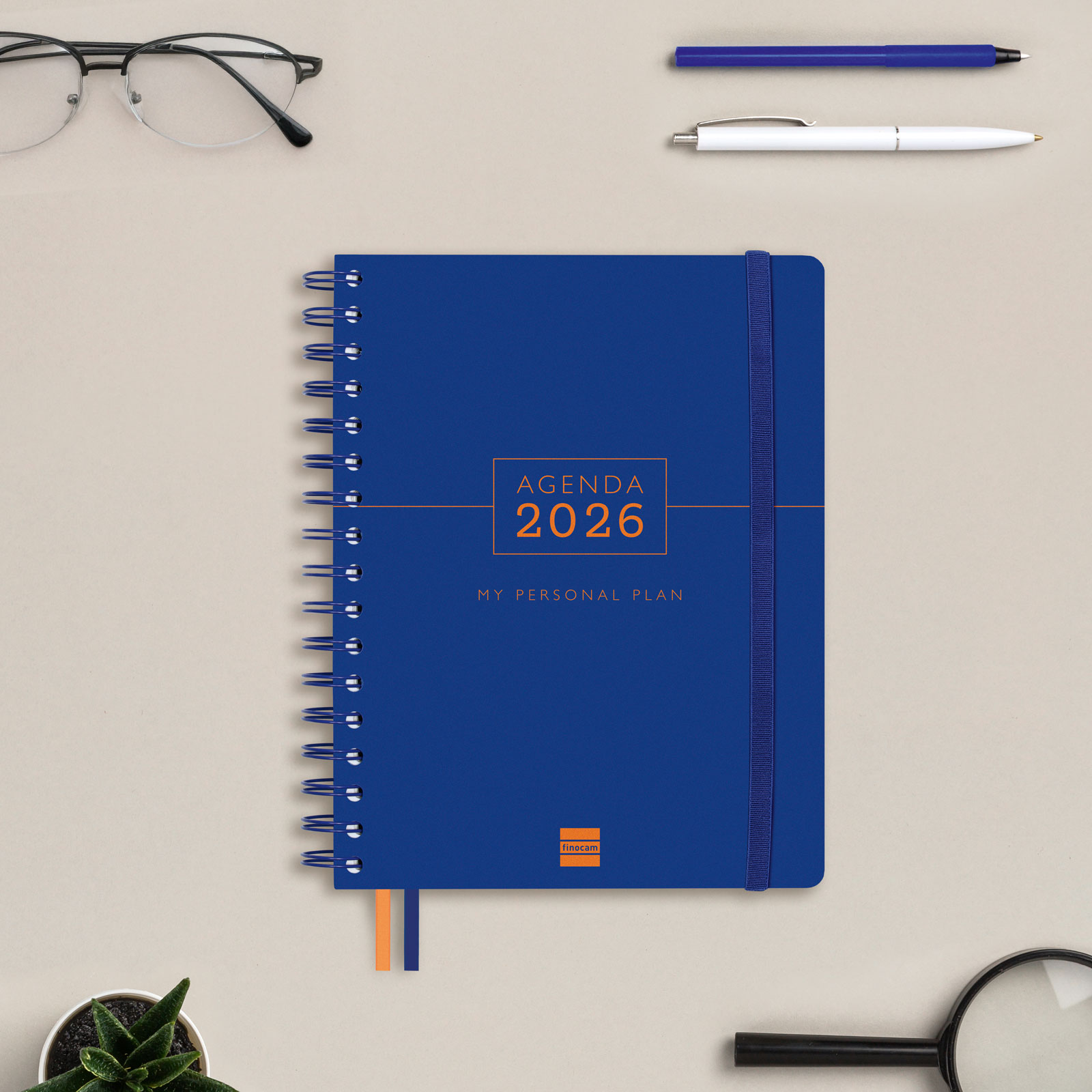 Agenda 16 meses septiembre 2025-diciembre 2026 Tempus 1/4-155x217 mm semana vista vertical Finocam azul multilingüe Azul-3
