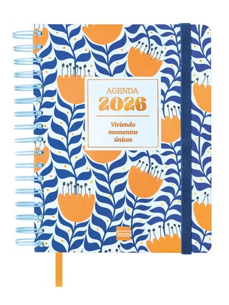 Agenda 16 meses septiembre 2025-diciembre 2026 Vitae 1/4-155x217 mm semana vista horizontal Finocam azul