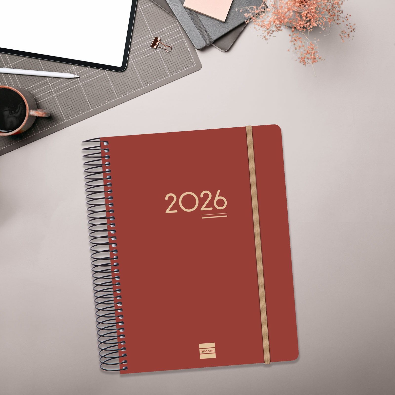 Agenda 16 meses septiembre 2025-diciembre 2026 Ikon E10-155x212 mm 1 día página Finocam burdeos internacional multilingüe Burdeos-3